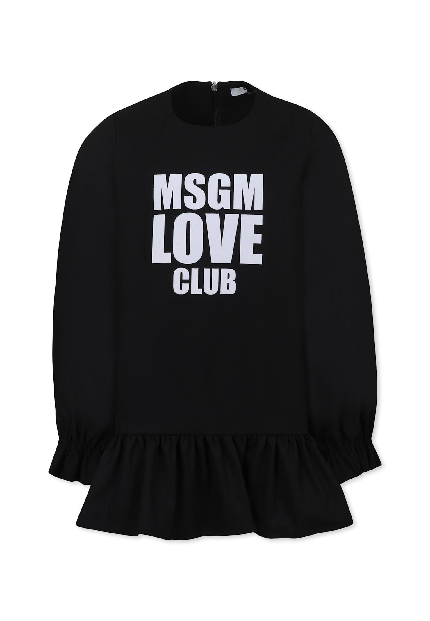 msgm black dress for girl with logo