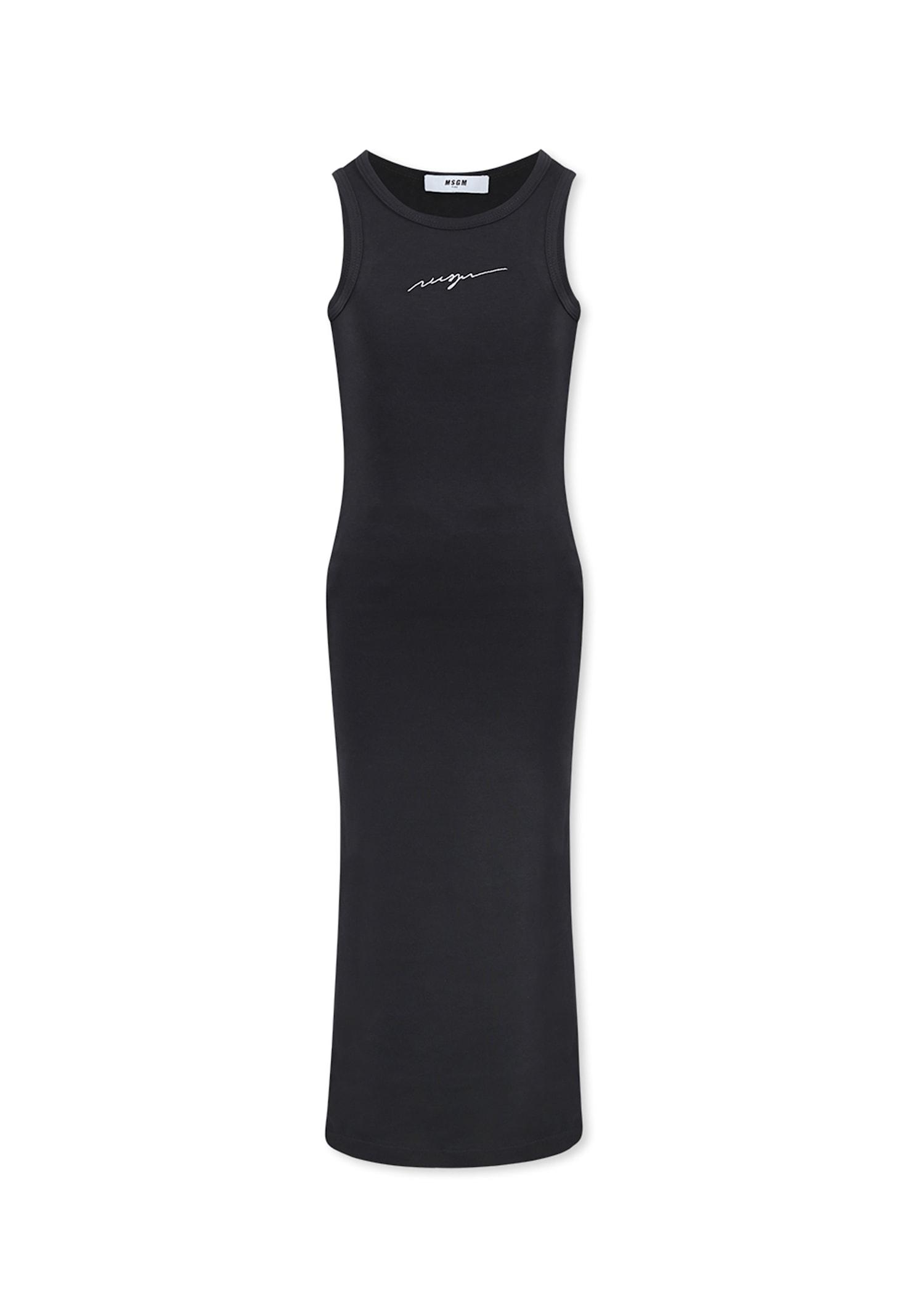 msgm black dress for girl with logo