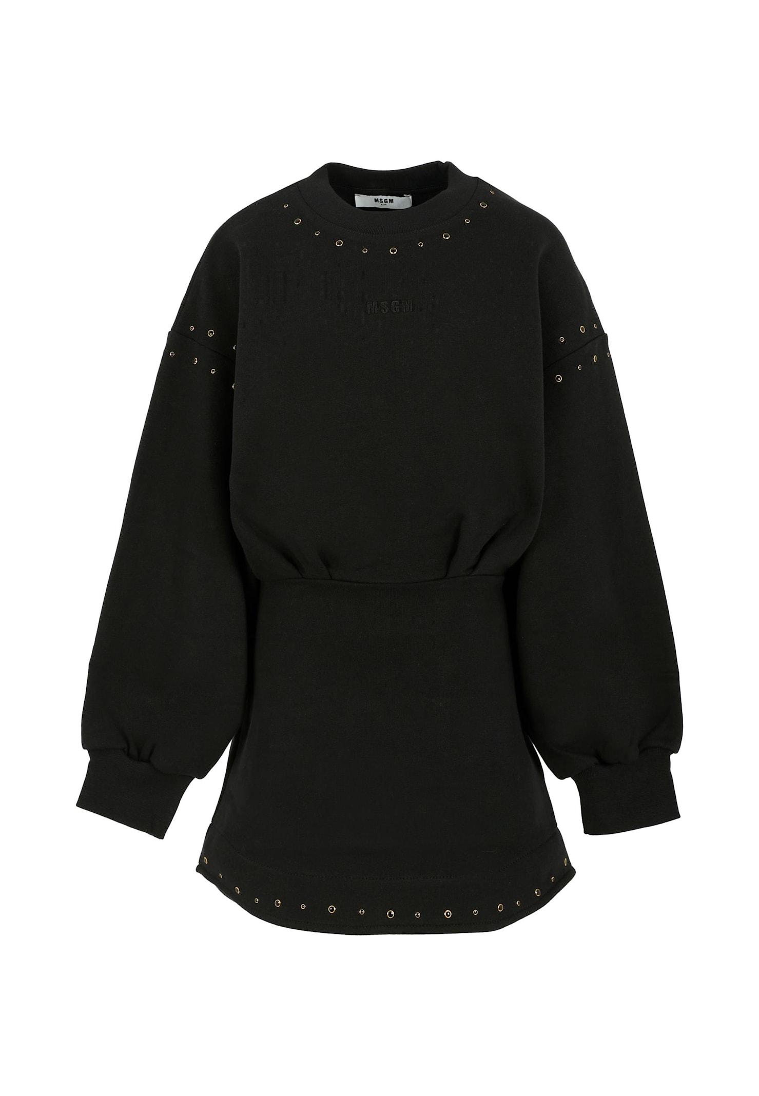 msgm black dress for girl with logo