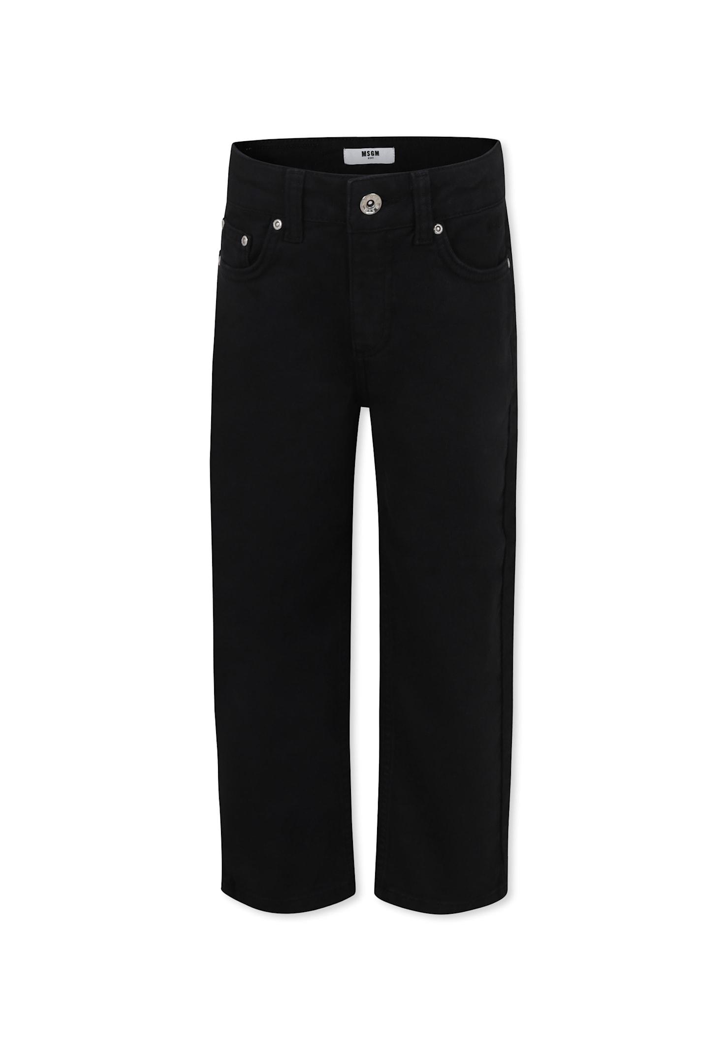 msgm black jeans for girl with logo