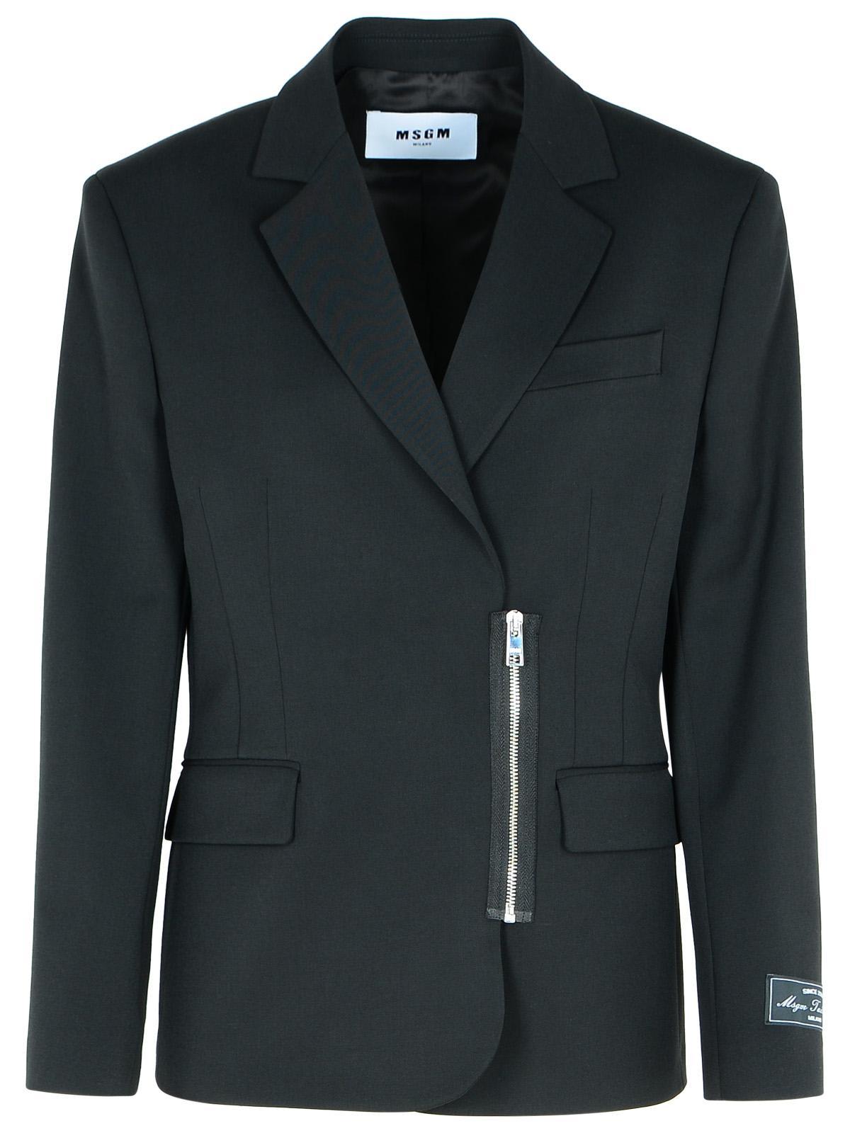 msgm black polyester blend jacket