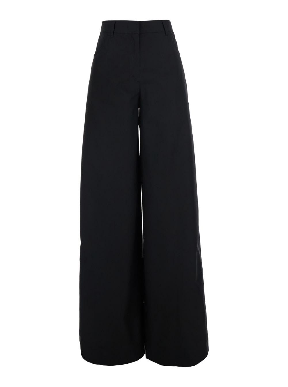 msgm black popeline trousers with front pockets for men
