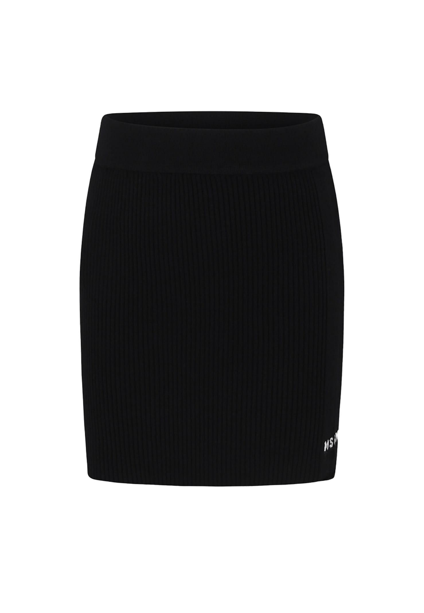 msgm black skirt for girl with logo