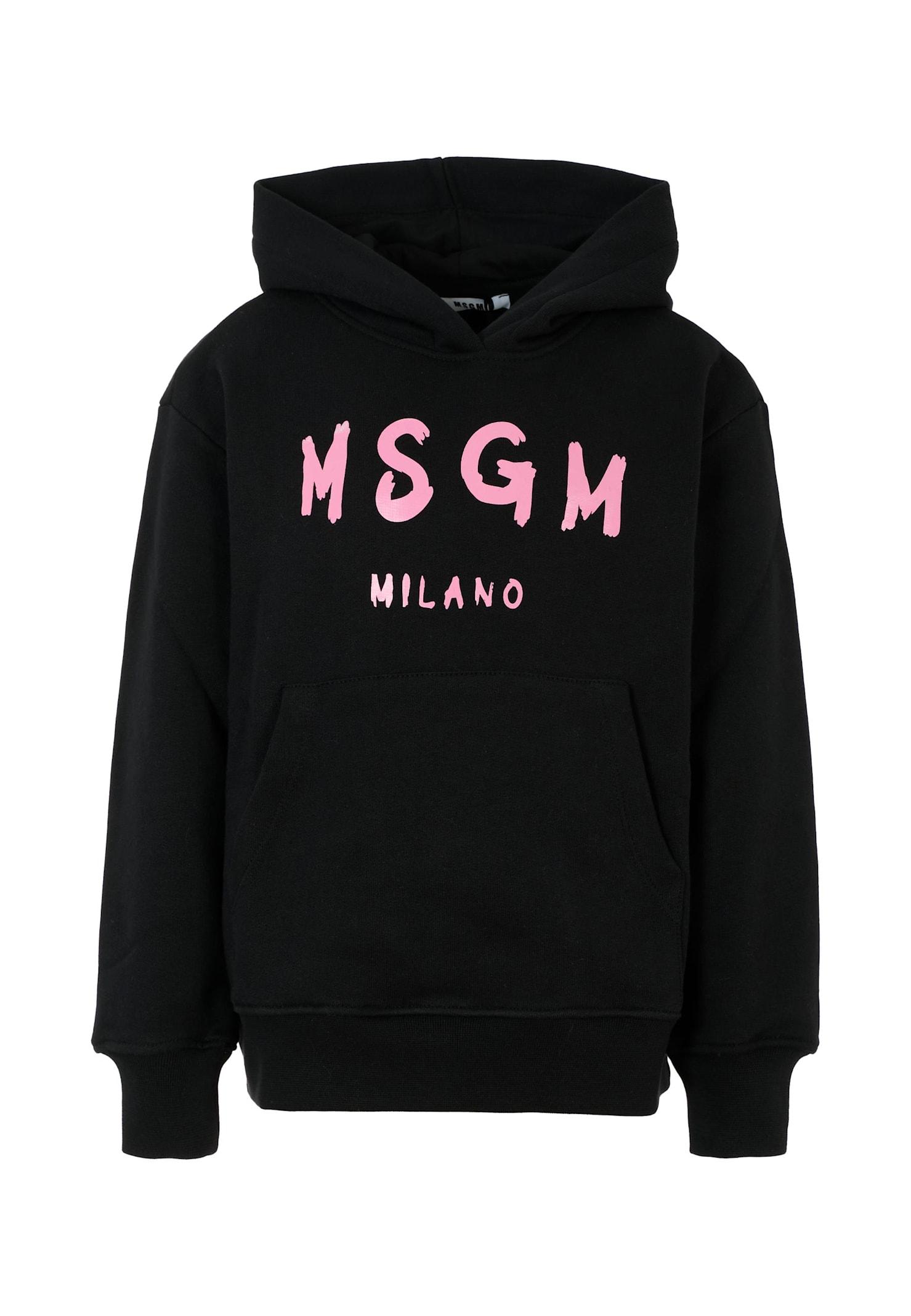 msgm black sweatshirt for girl with logo