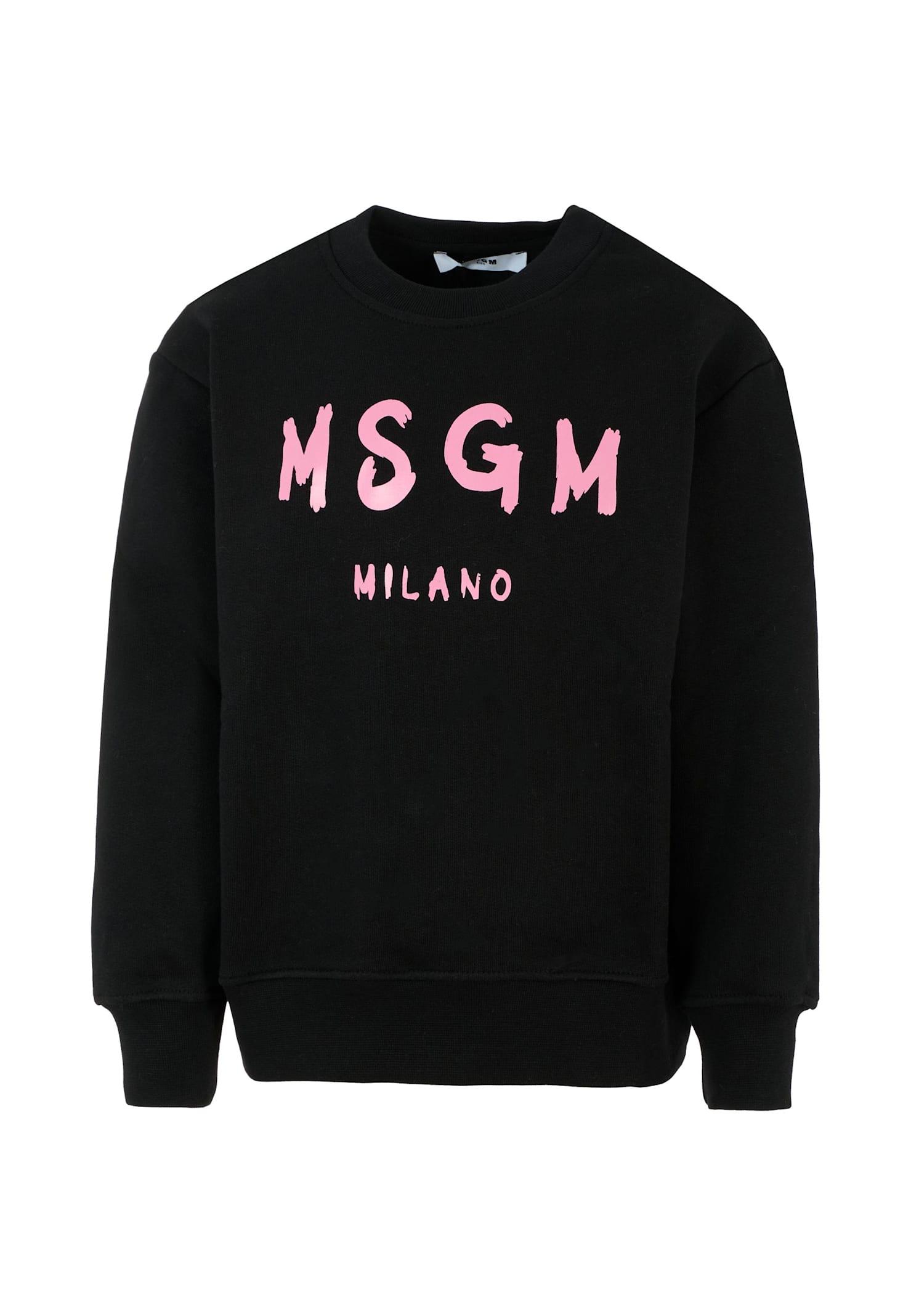 msgm black sweatshirt for girl with logo
