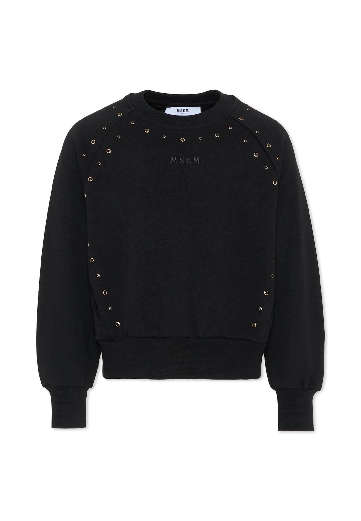 msgm black sweatshirt for girl with stunds