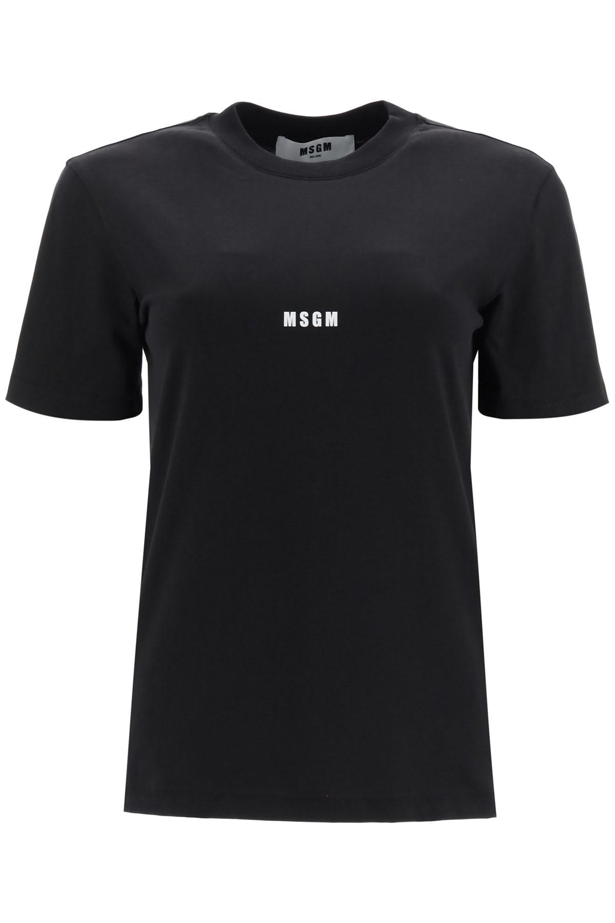 msgm black t-shirt with white micro logo