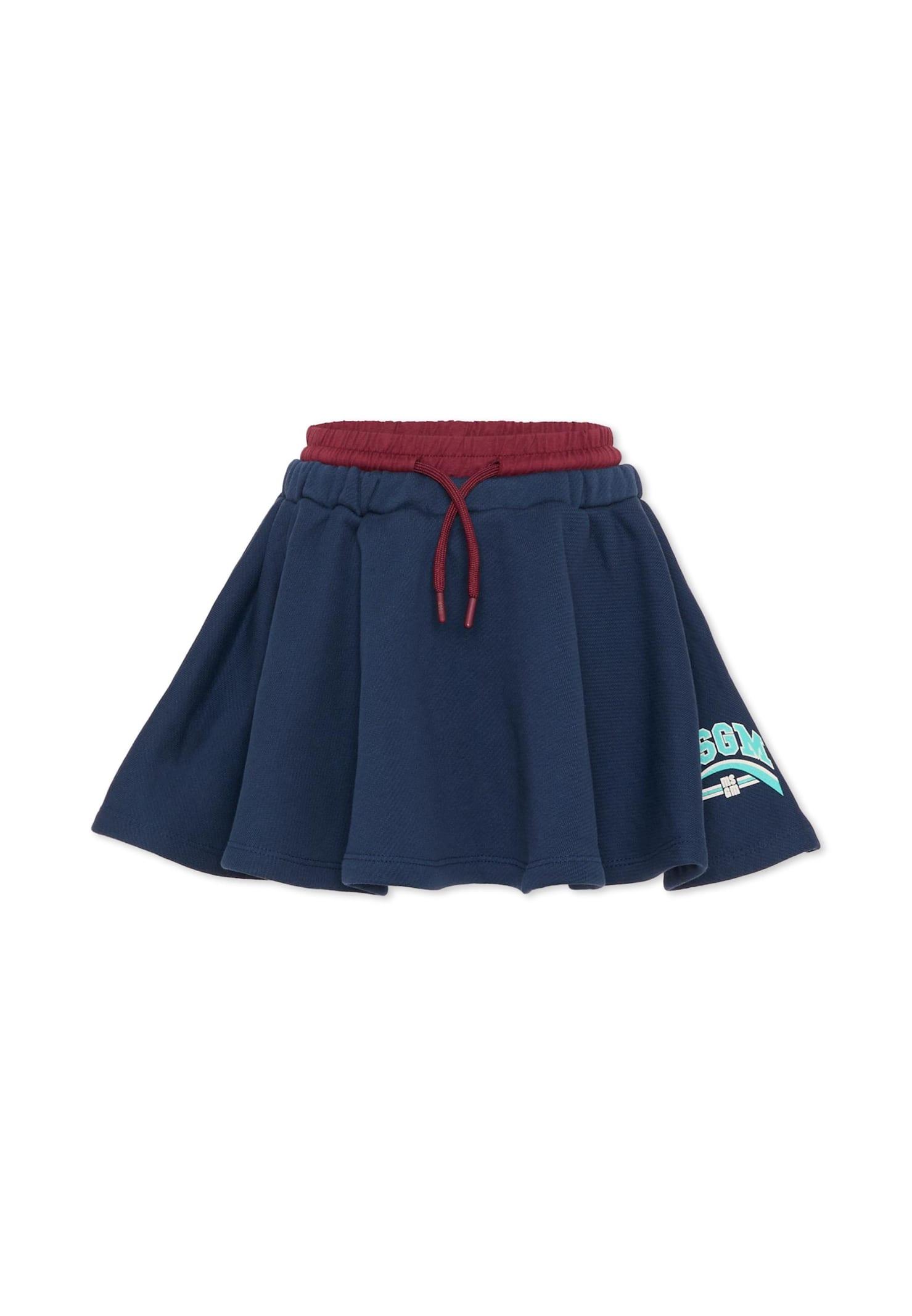 msgm blue skirt for girl with logo