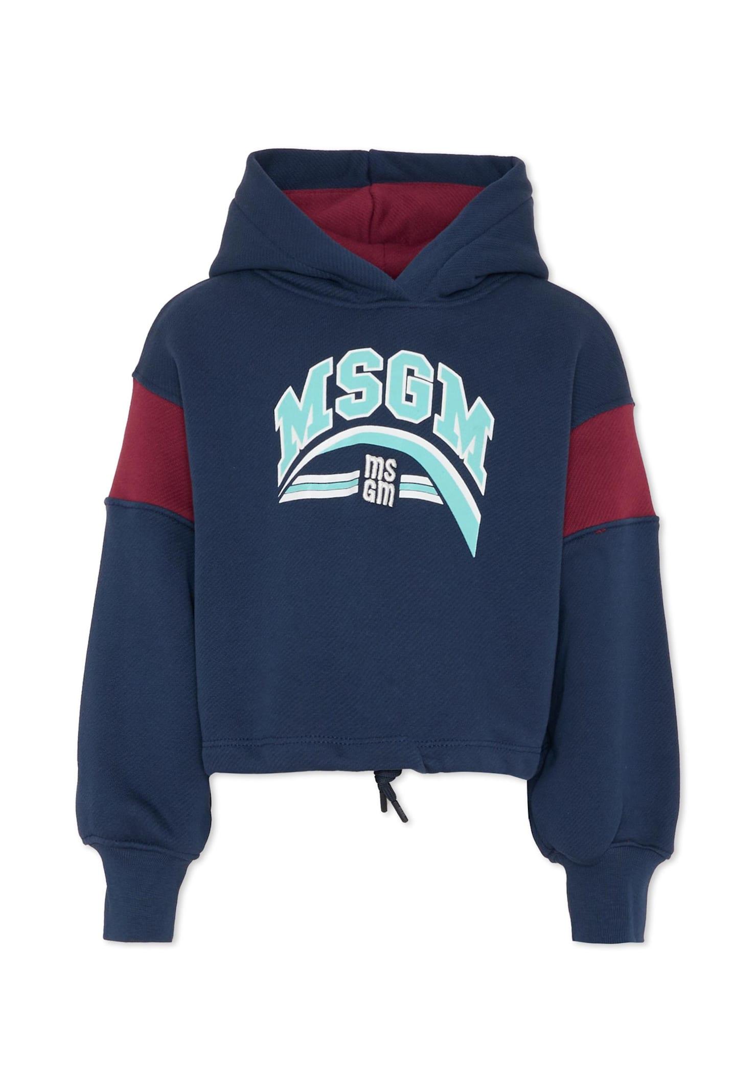 msgm blue sweatshirt for girl with logo
