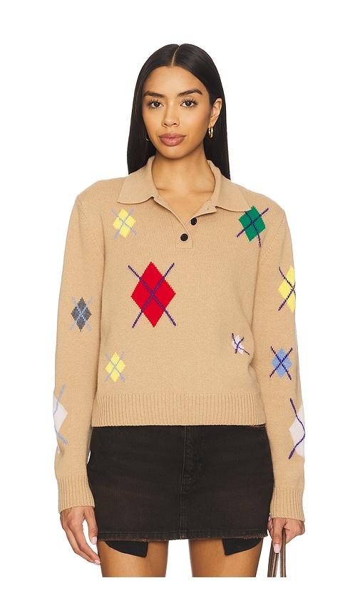 msgm broken argyle sweater in beige.
