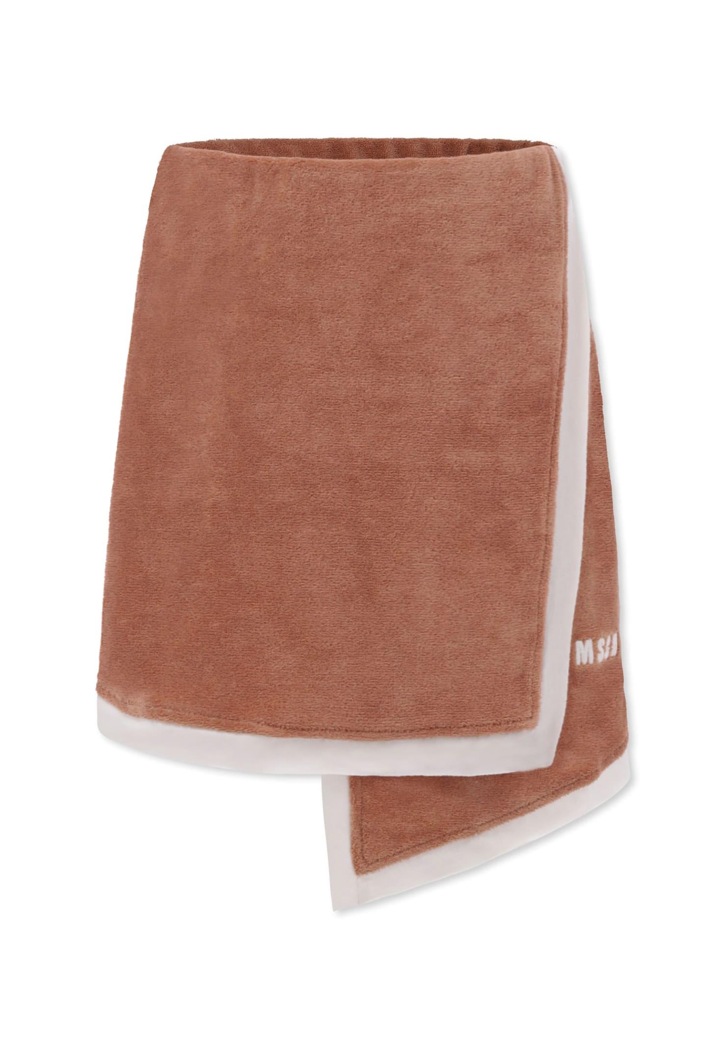msgm brown skirt for girl with logo