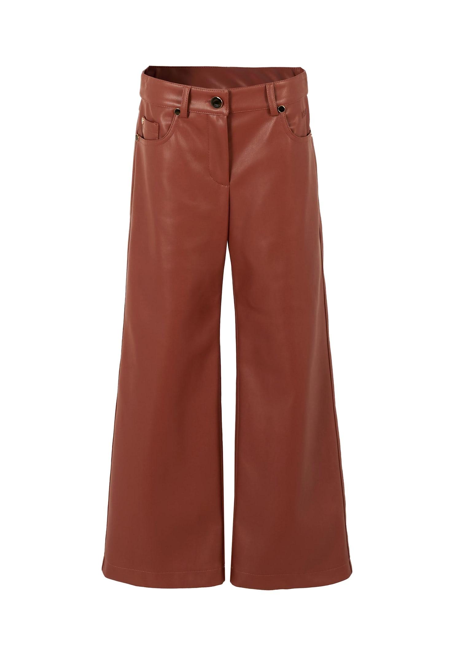 msgm brown trousers for girl with logo