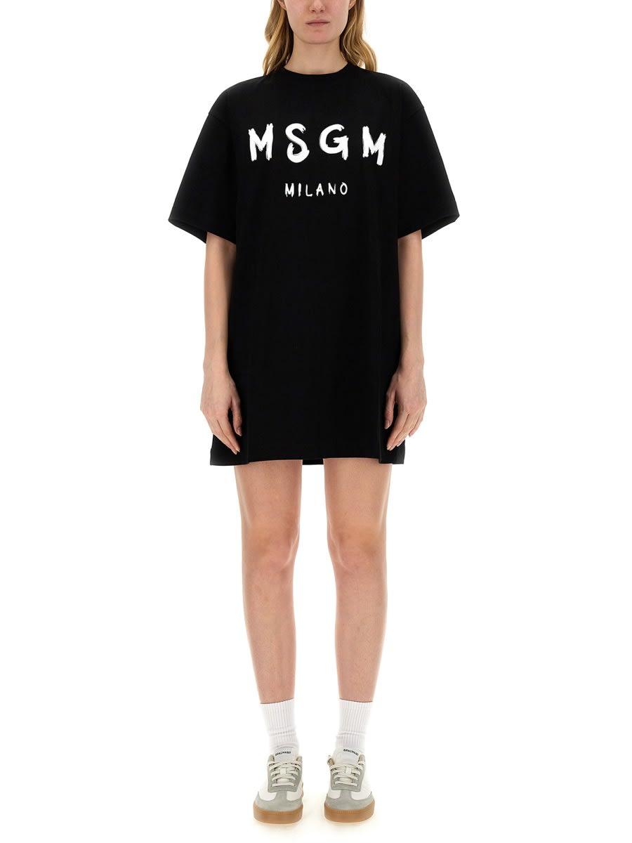 msgm brushed logo dress