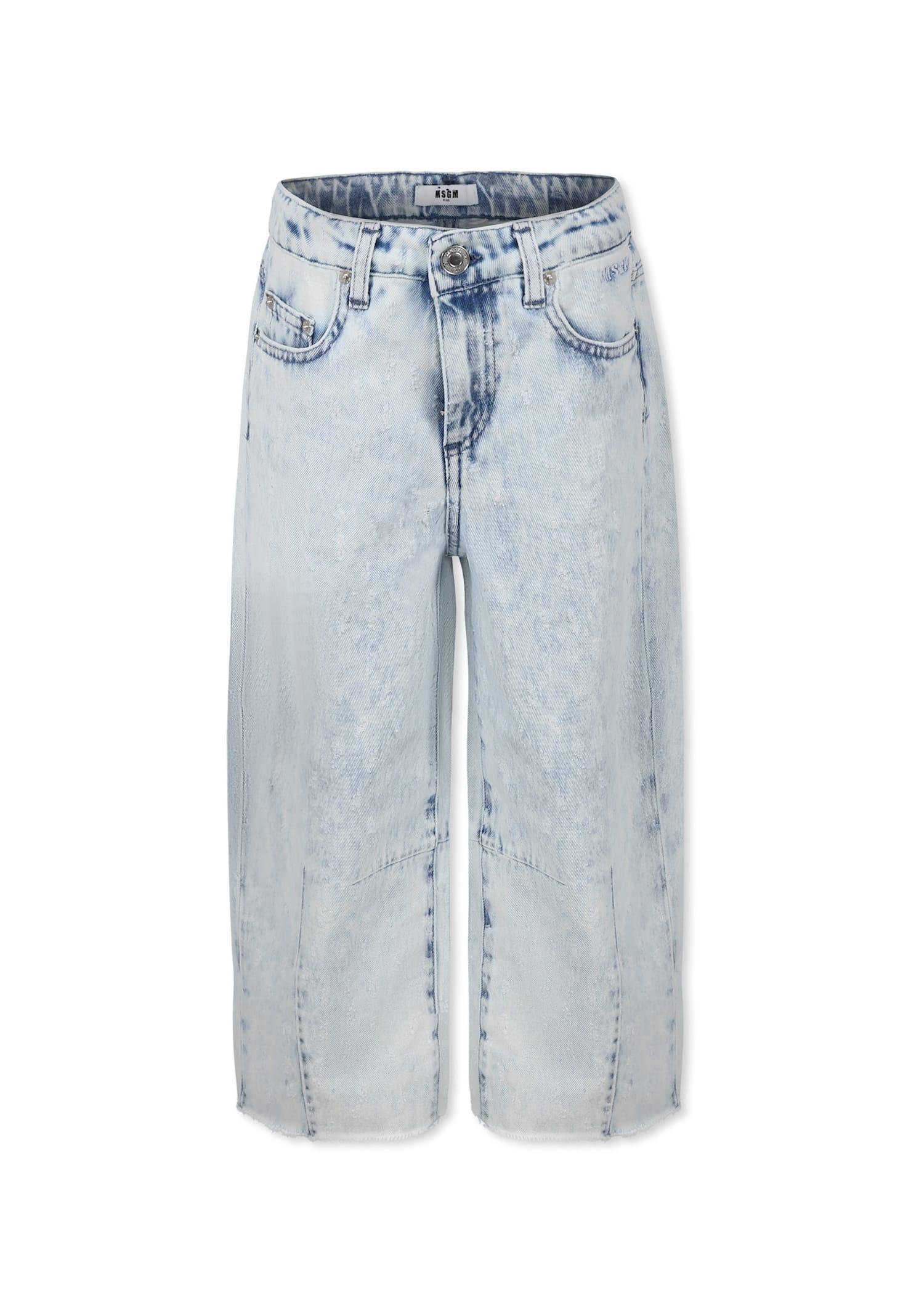 msgm denim jeans for girl with logo