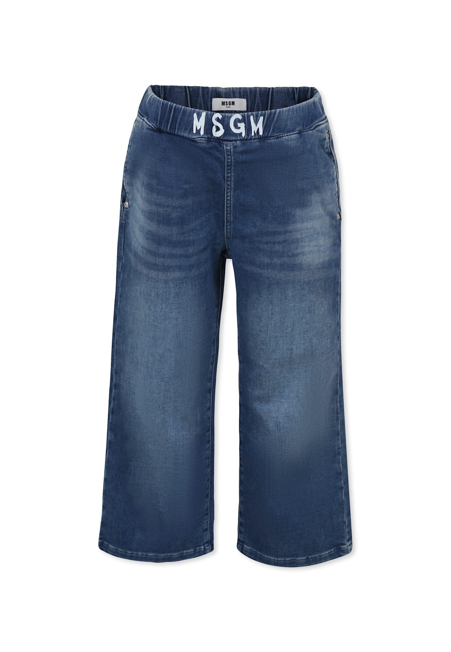 msgm denim jeans for girl with logo
