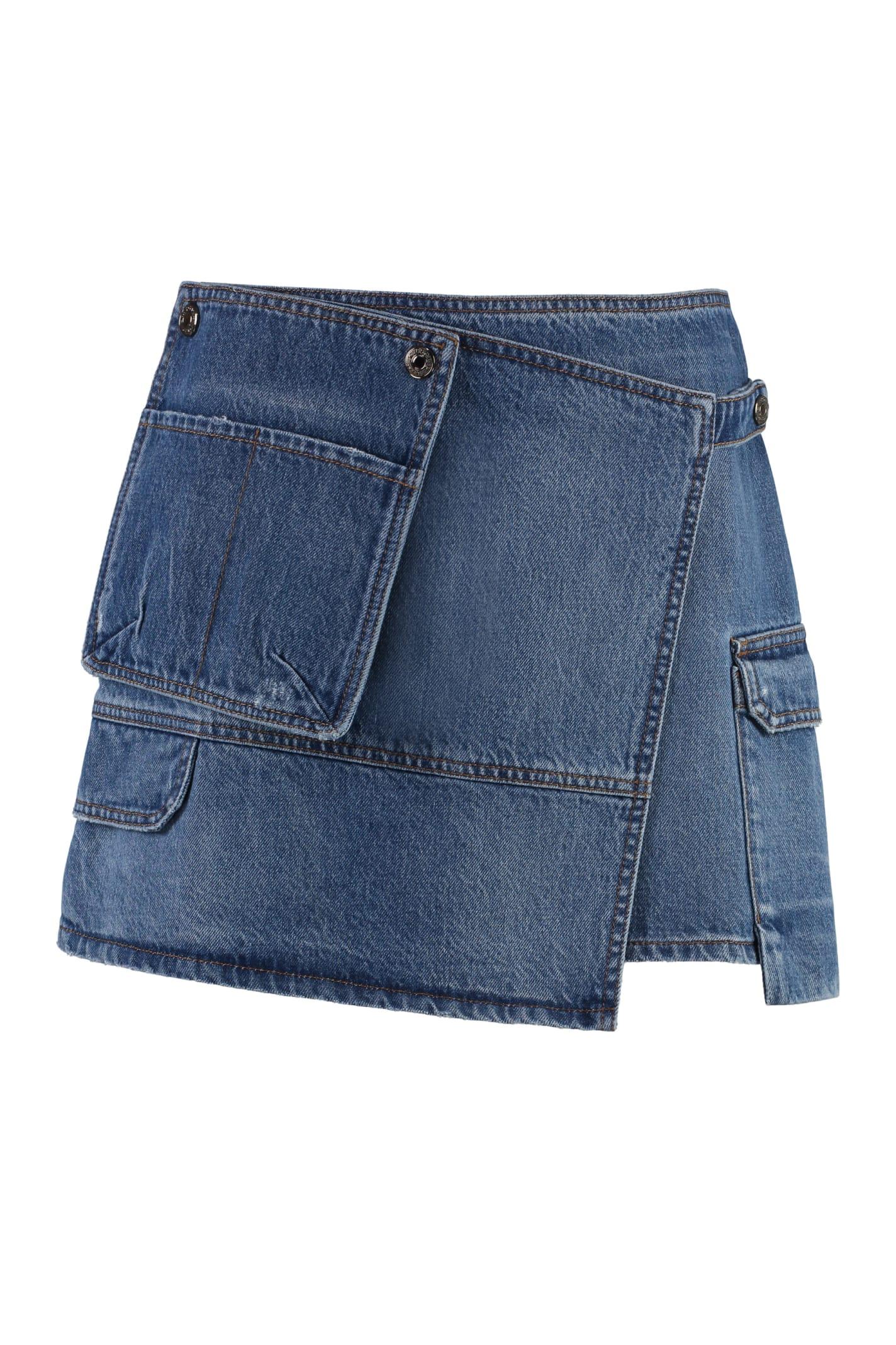 msgm denim mini skirt