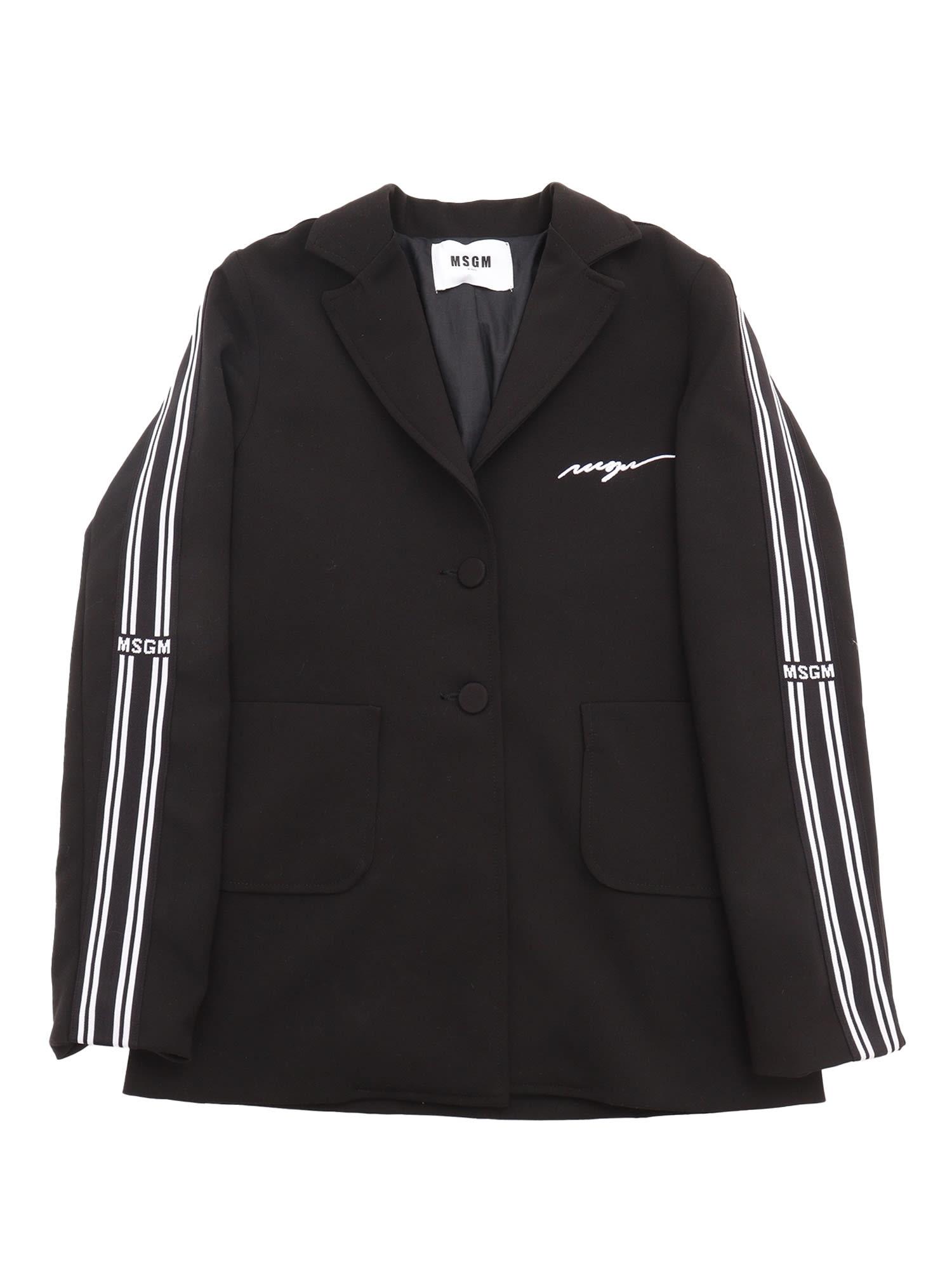 msgm fabric tecnical blazer girl nero/black