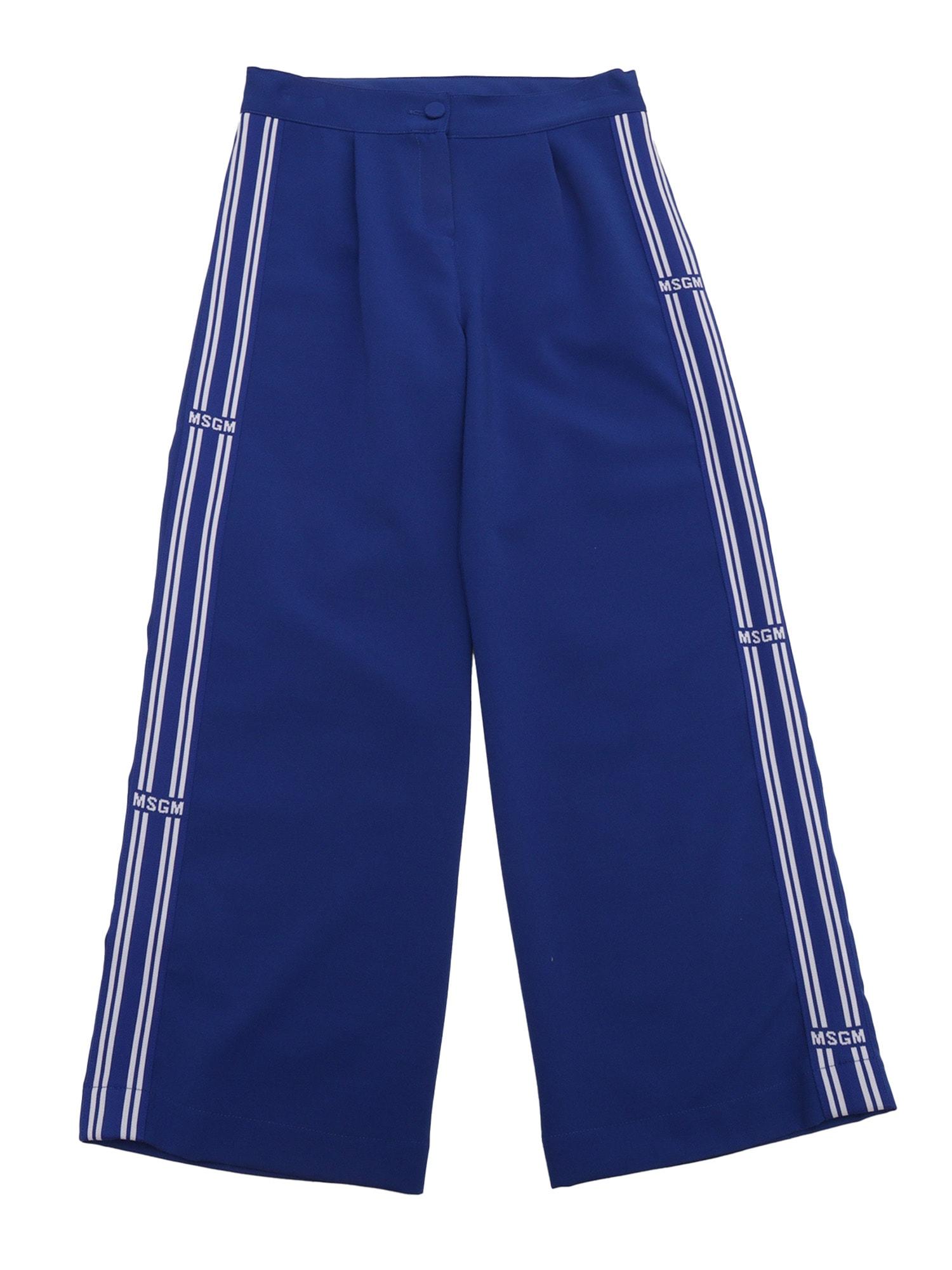 msgm fabric tecnical pants girl royal