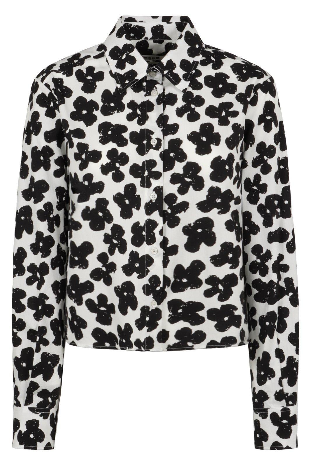 msgm floral-print button-up shirt