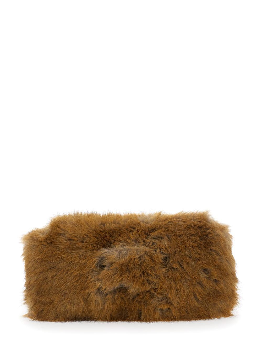 msgm fluffy brown clutch bag with fur desing in faux fur woman