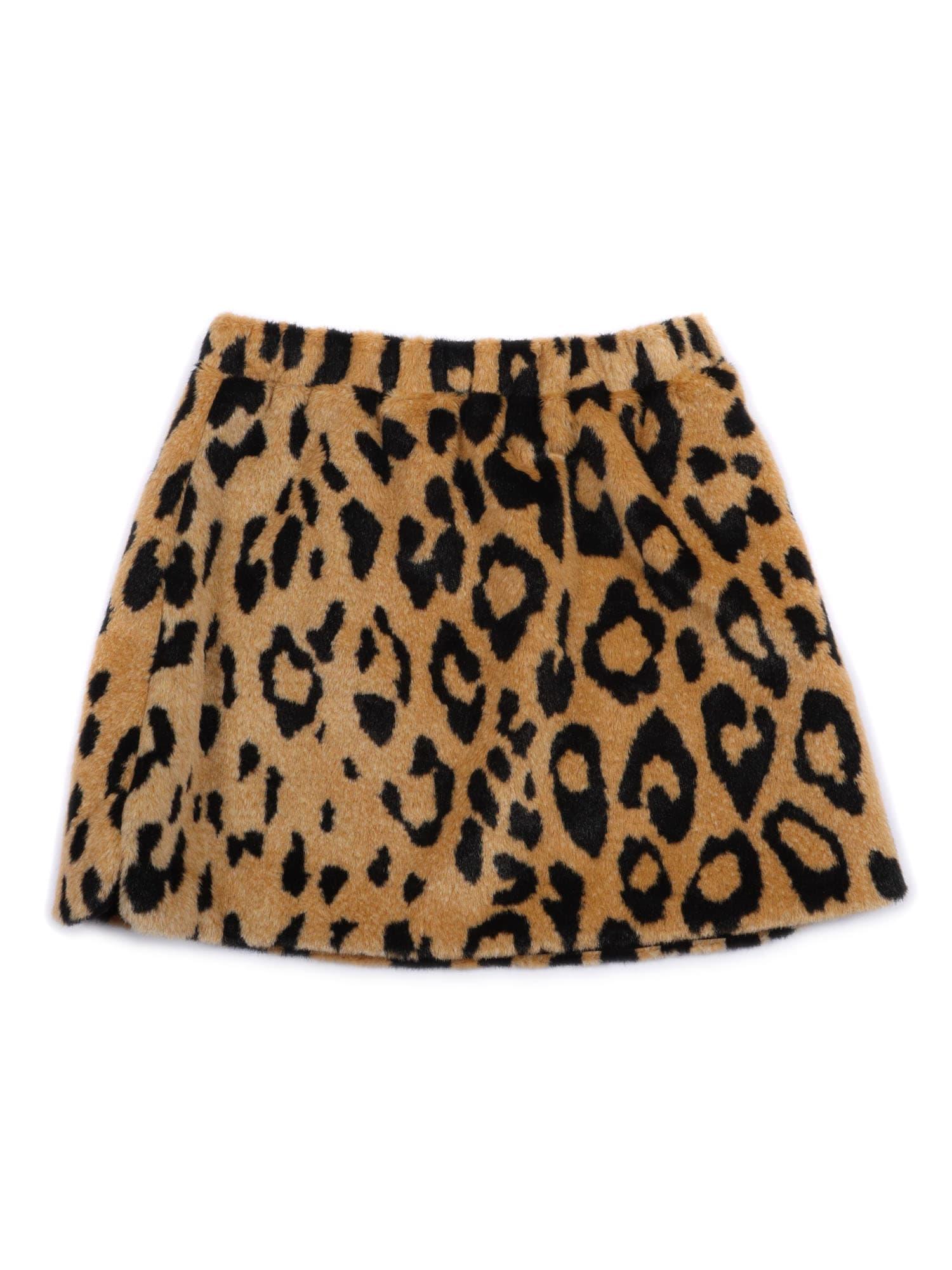 msgm fur animalier mini skirt girl