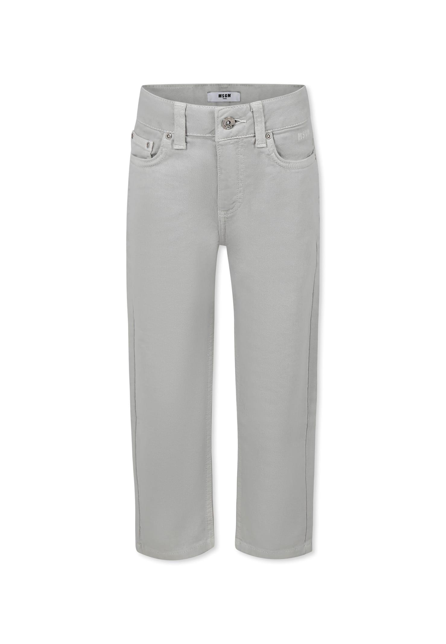 msgm grey jeans for girl with logo