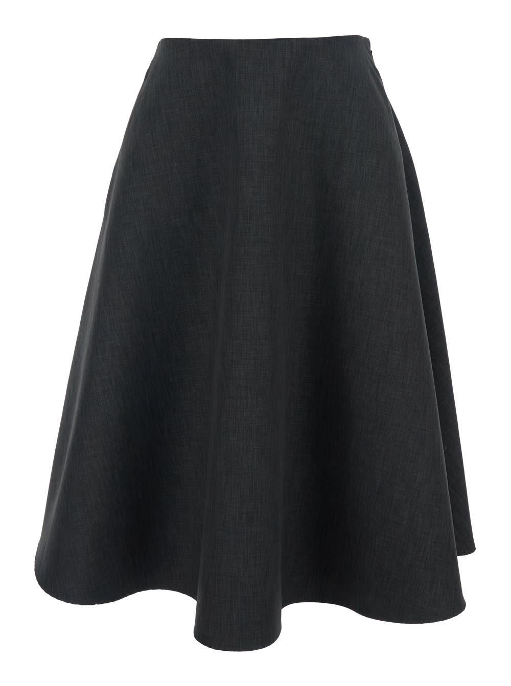 msgm grey skirt with side concealed zip closure in tech fabric woman