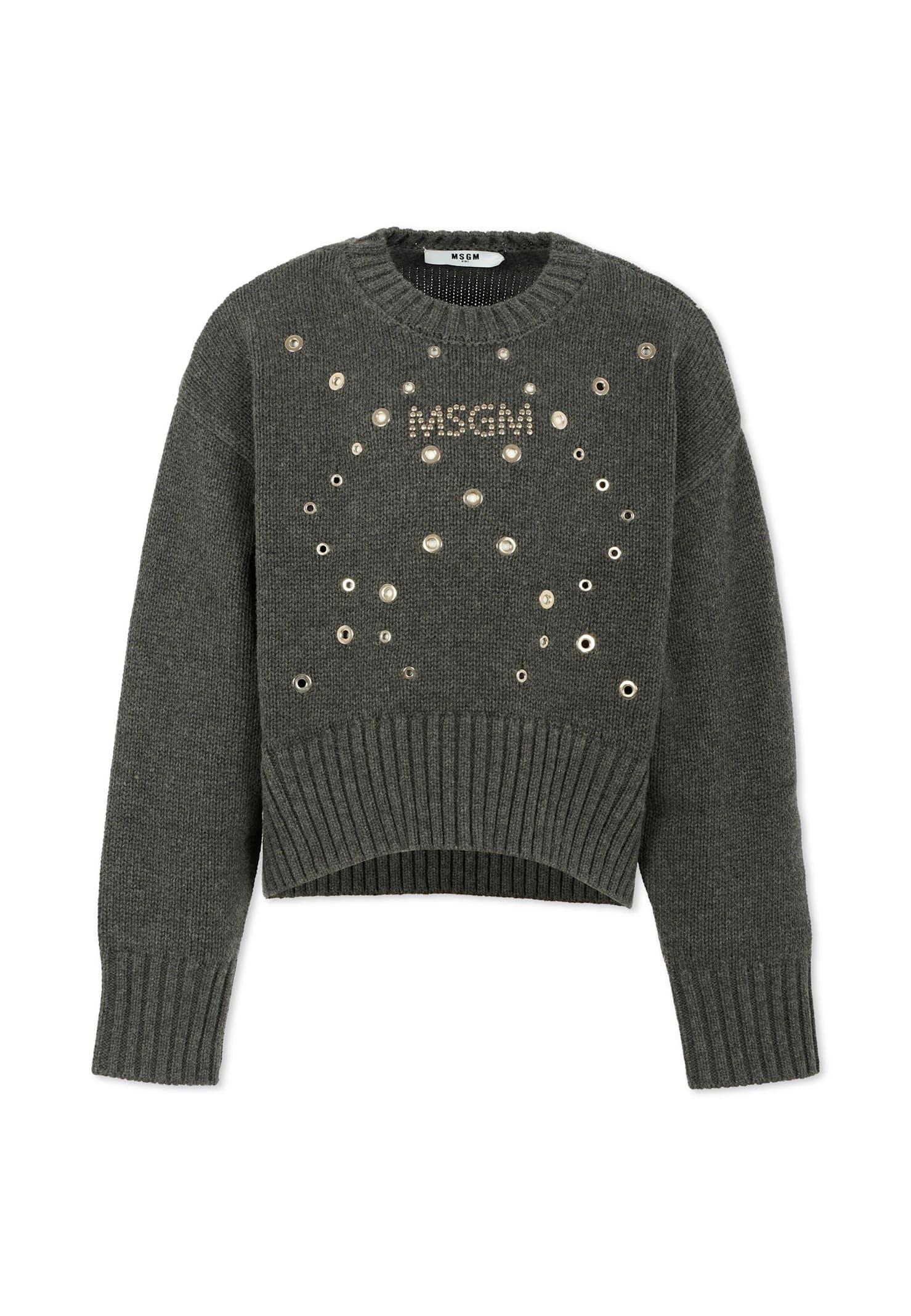 msgm grey sweater for girl with logo