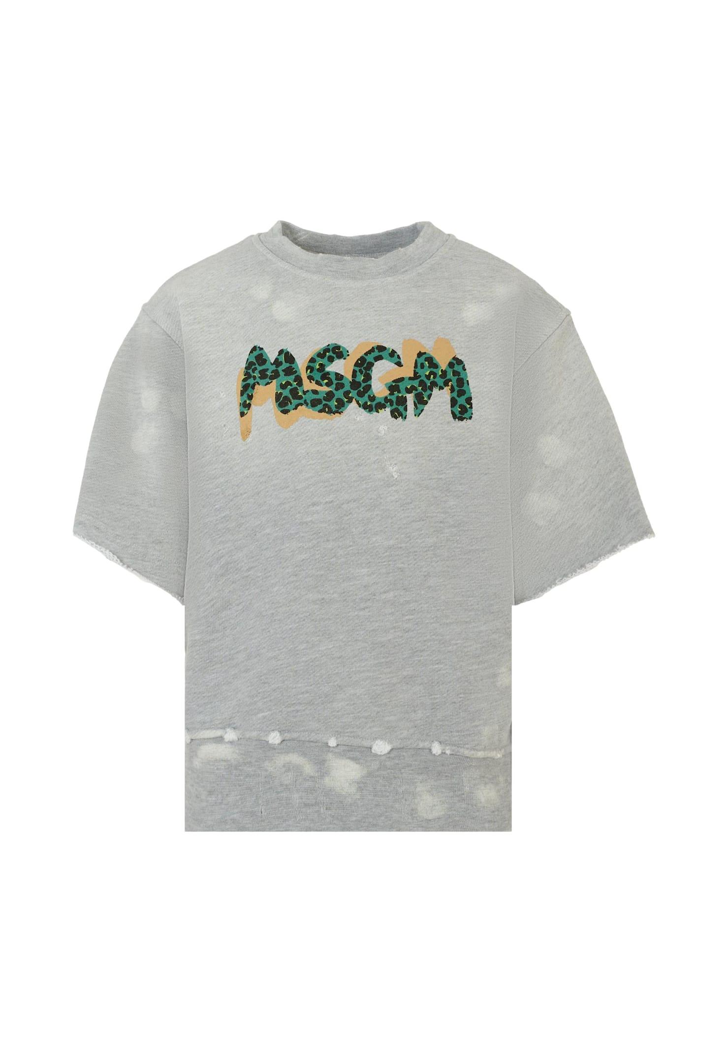msgm grey sweatshirt for boy with writing