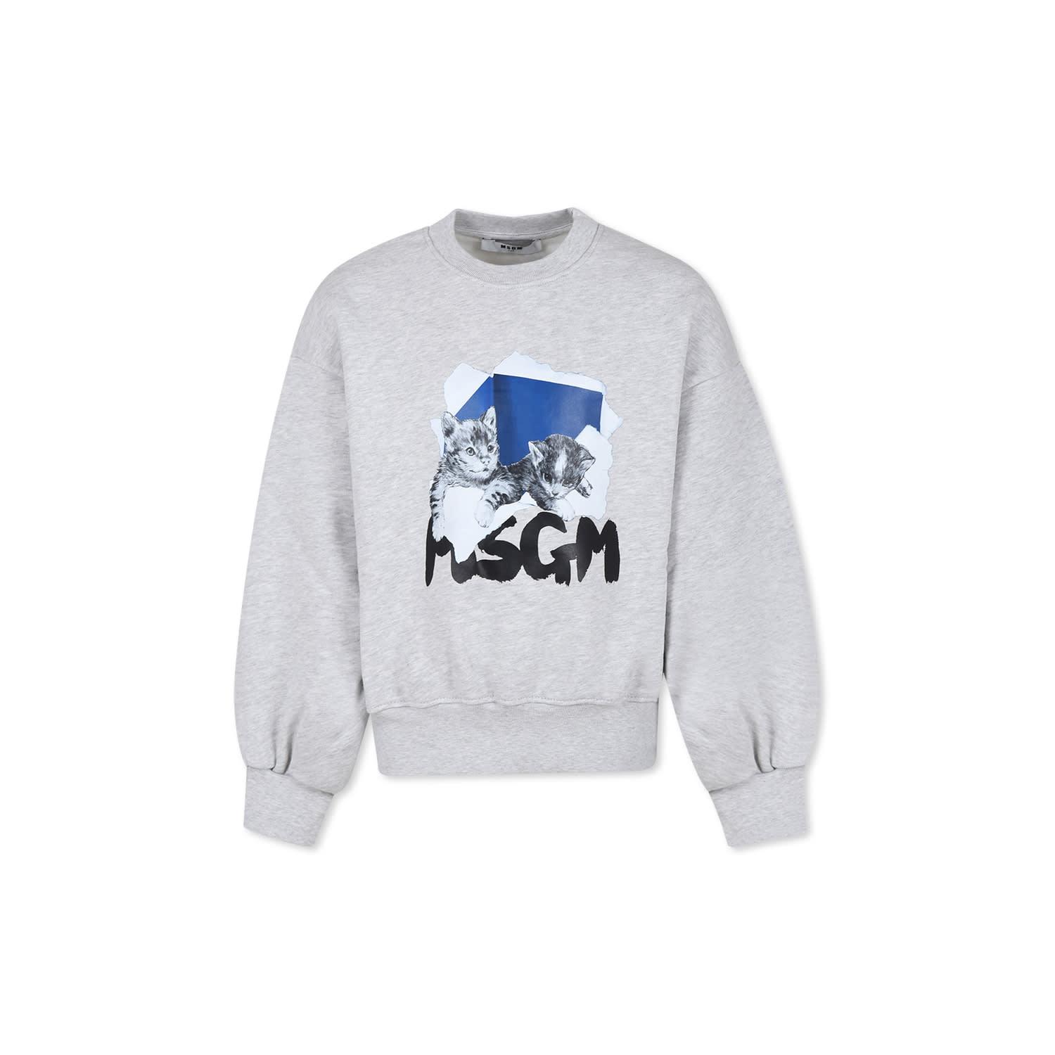 msgm grey sweatshirt for girl with logo