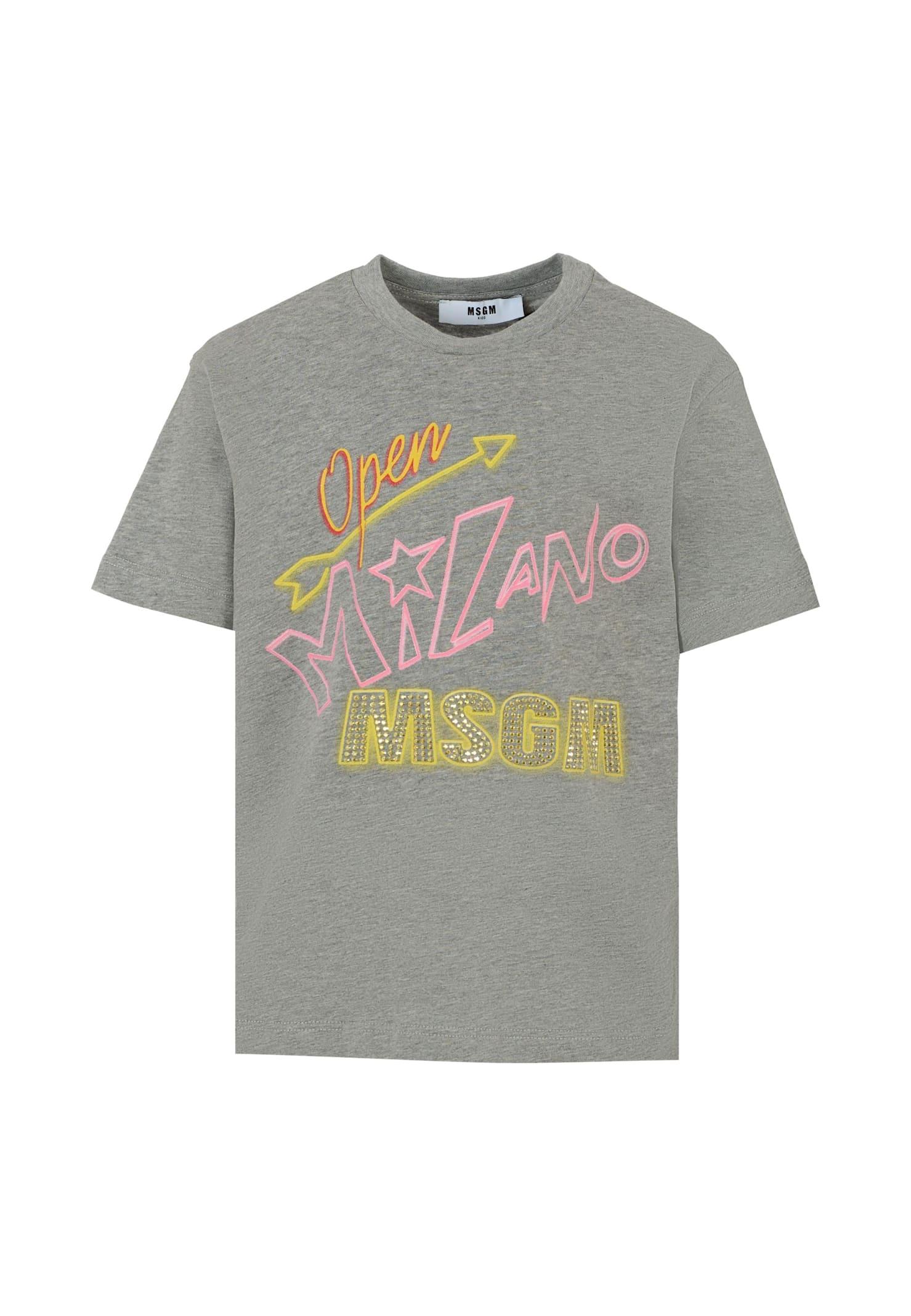 msgm grey t-shirt for girl with logo