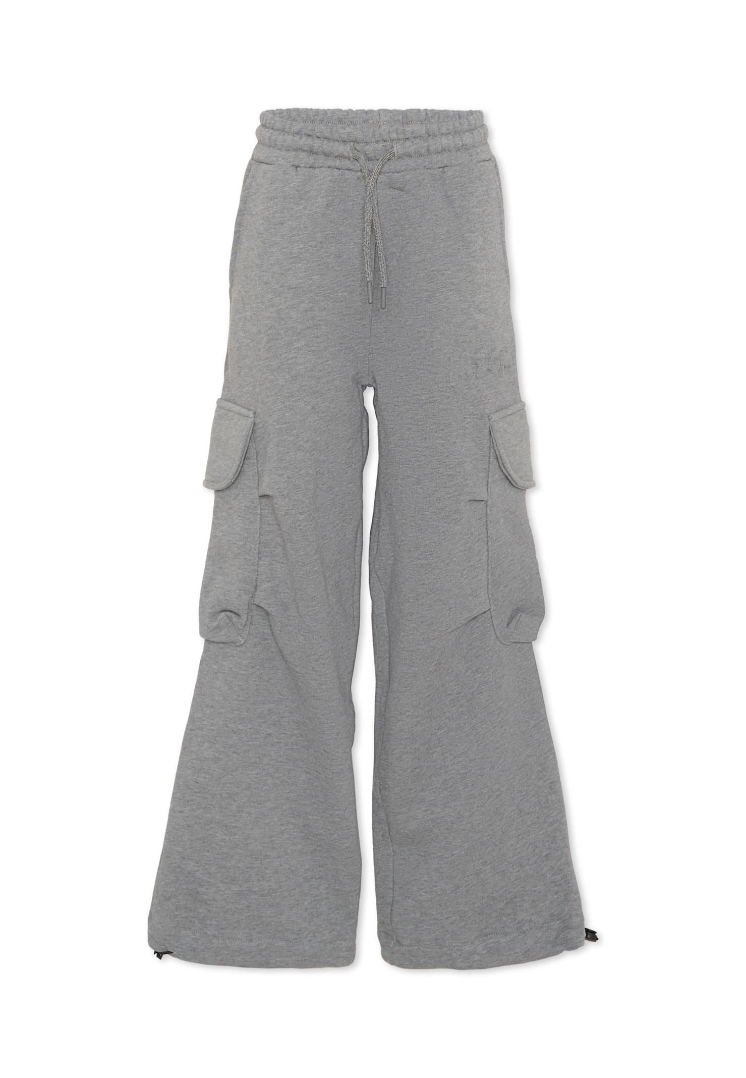 msgm grey trousers for girl with logo