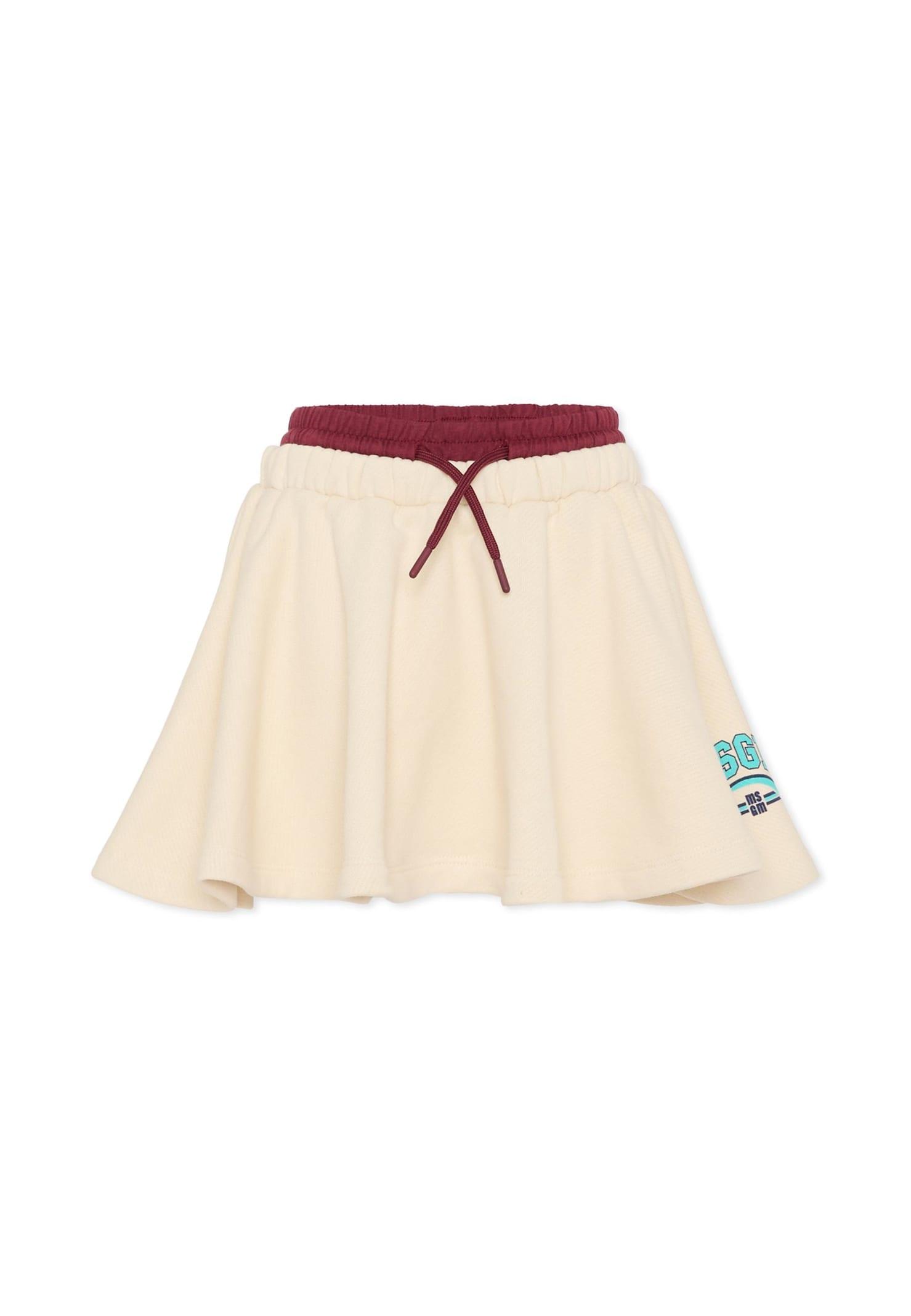 msgm ivory skirt for girl with logo