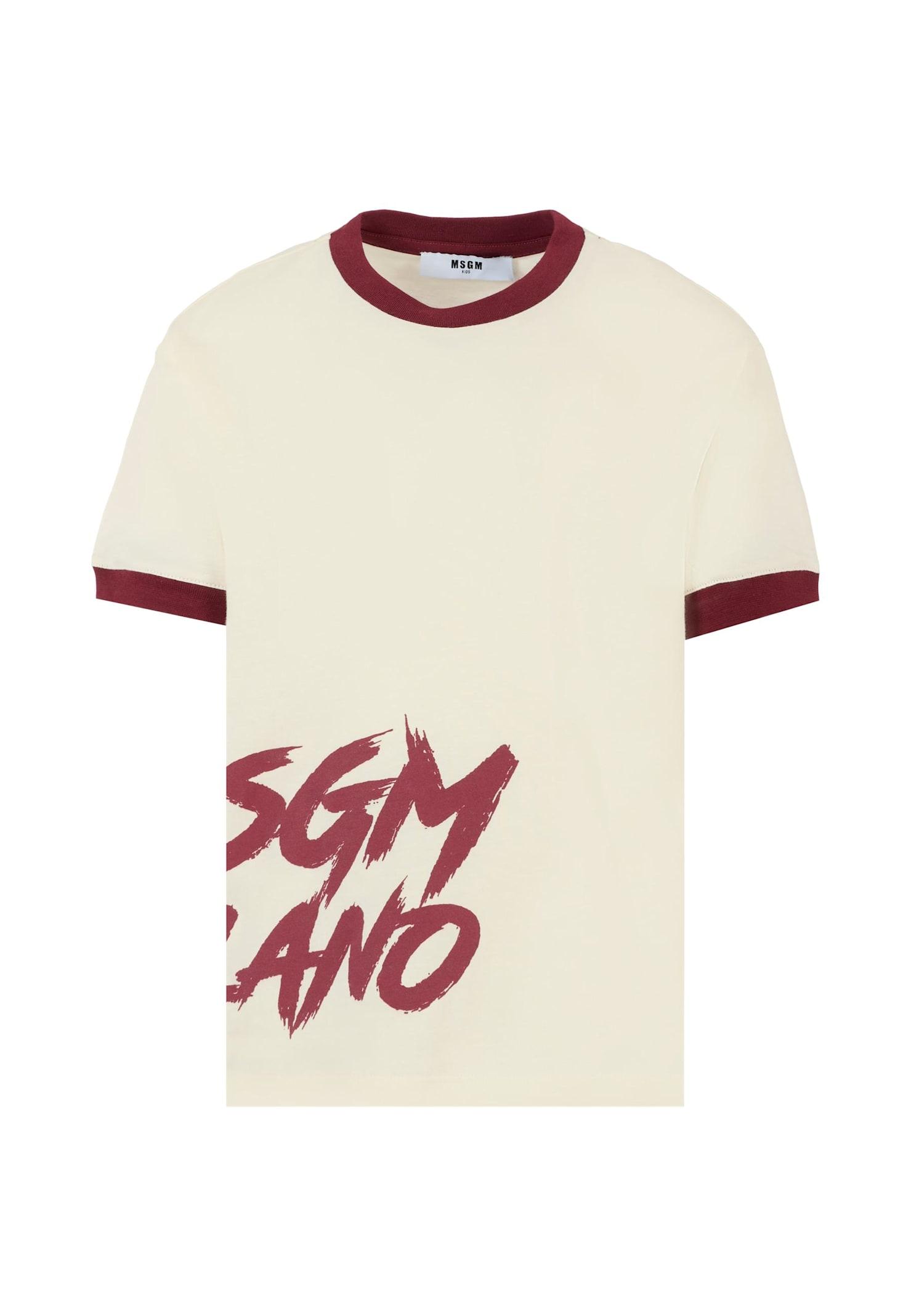 msgm ivory t-shirt for girl with logo