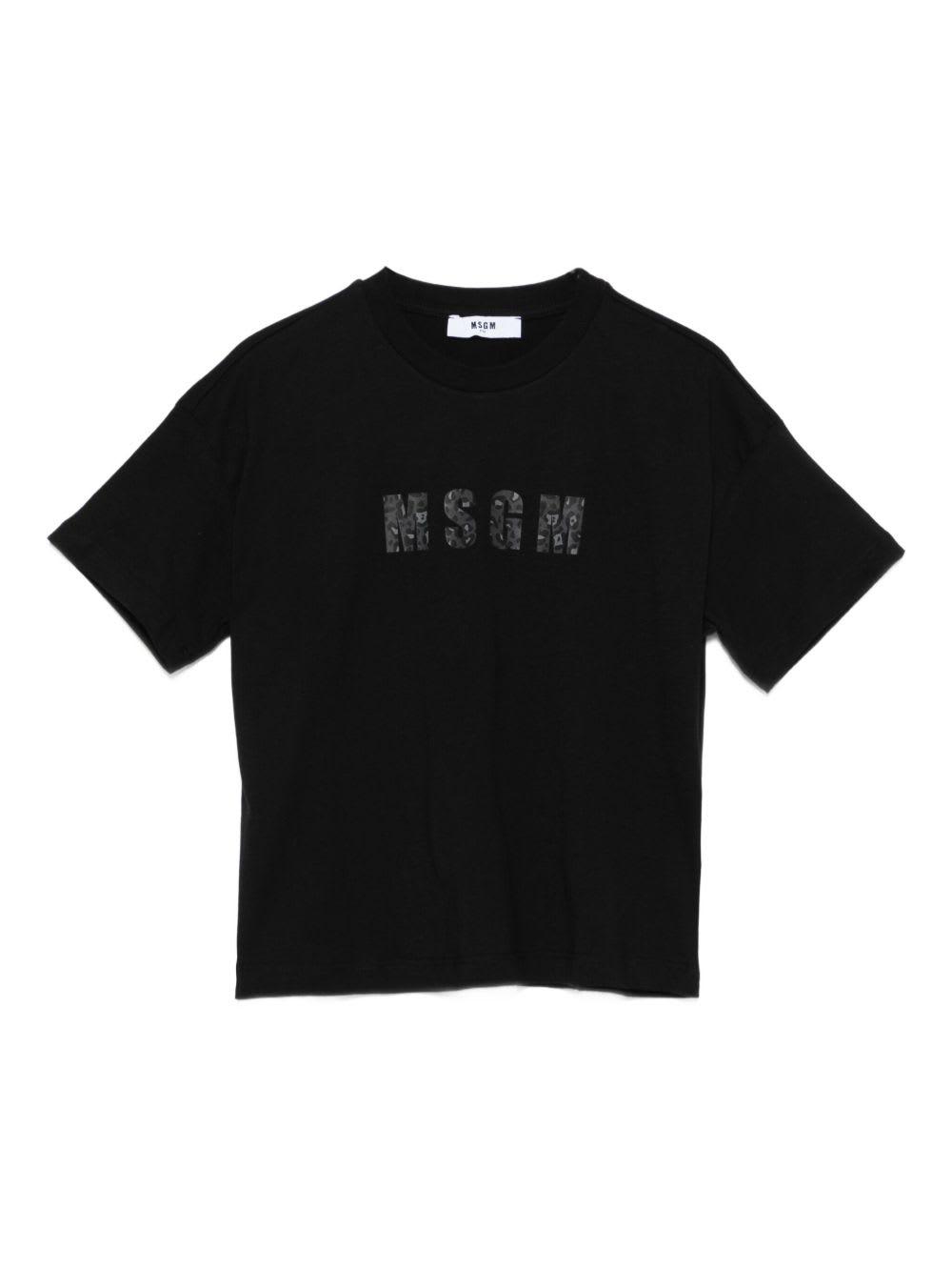 msgm kids cotton t-shirt with logo