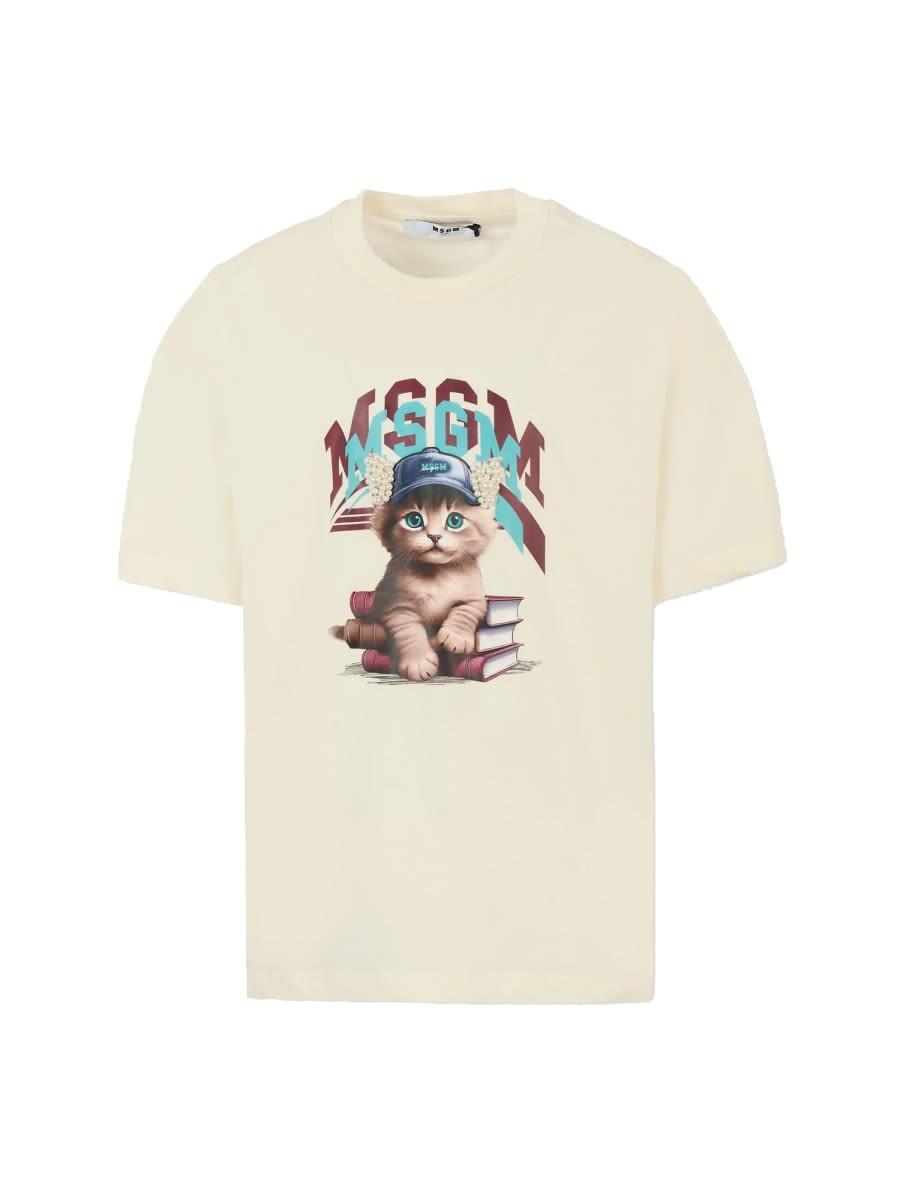 msgm kitty logo t-shirt
