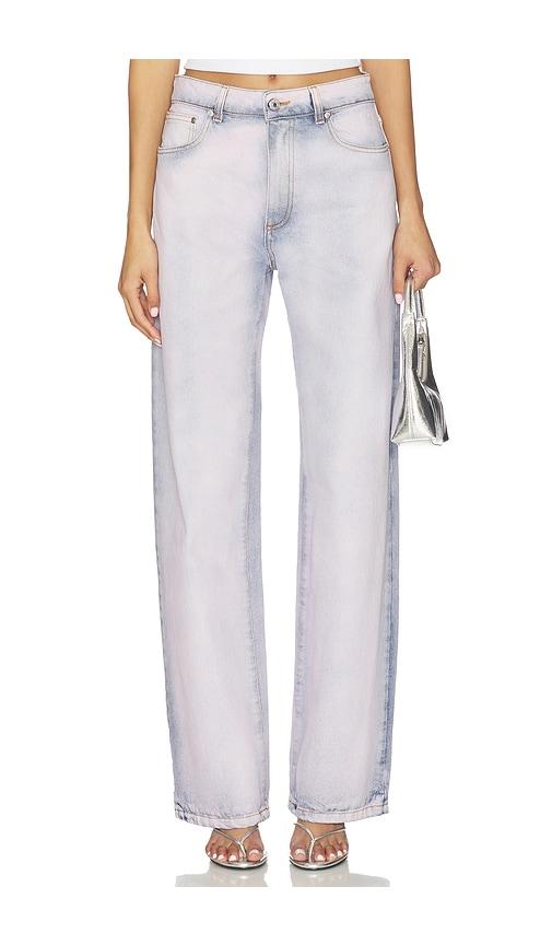msgm light wash jean in pink.