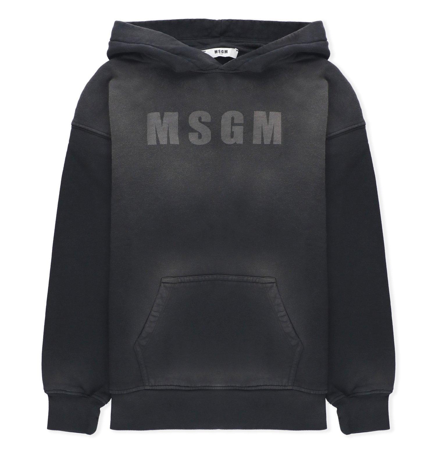 msgm logo printed straight hem hoodie