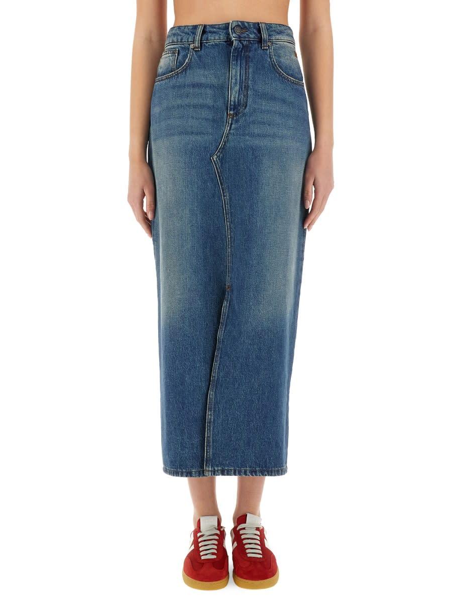 msgm long denim skirt