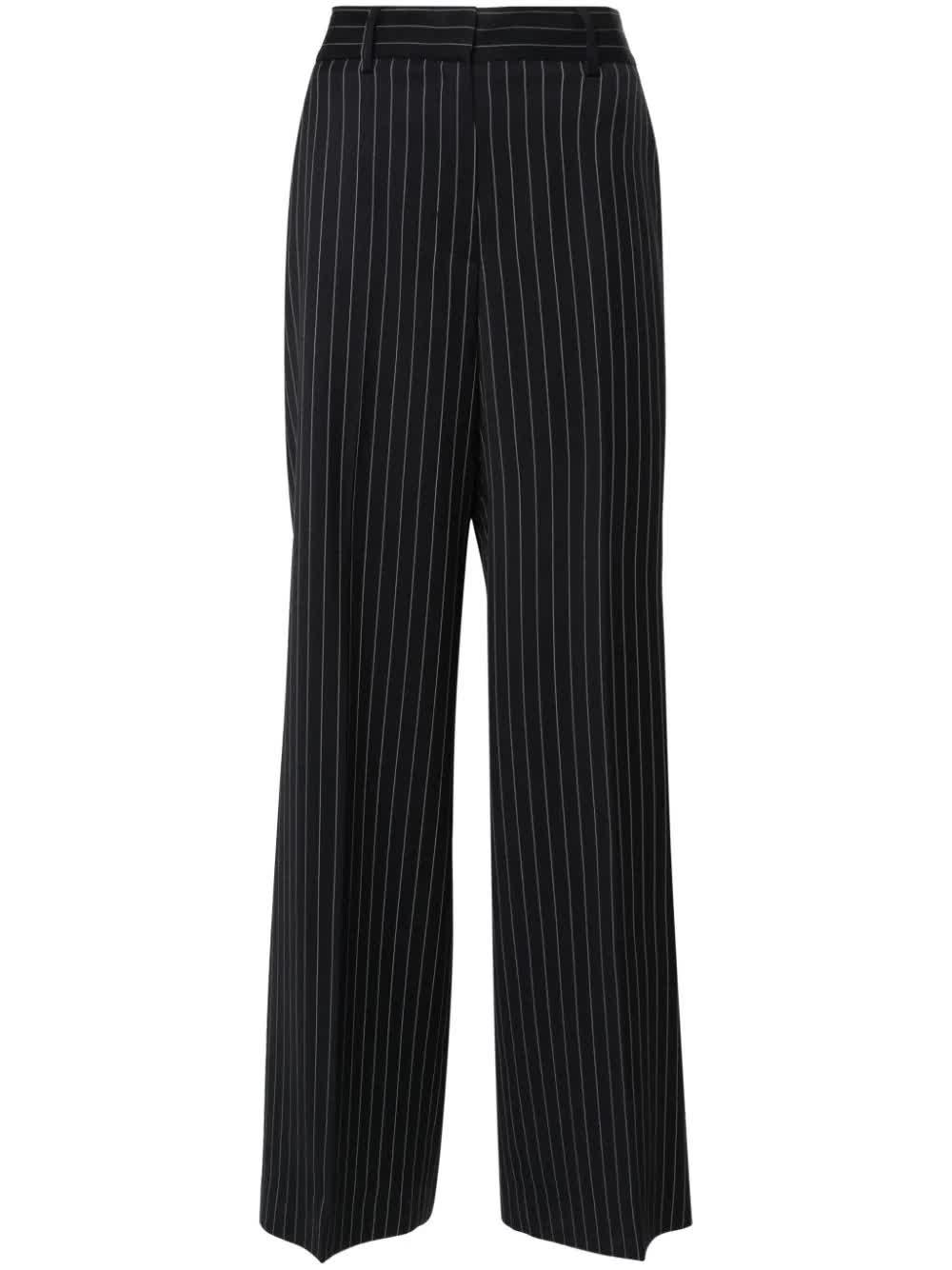 msgm pantalone blue wool pantaloni - women