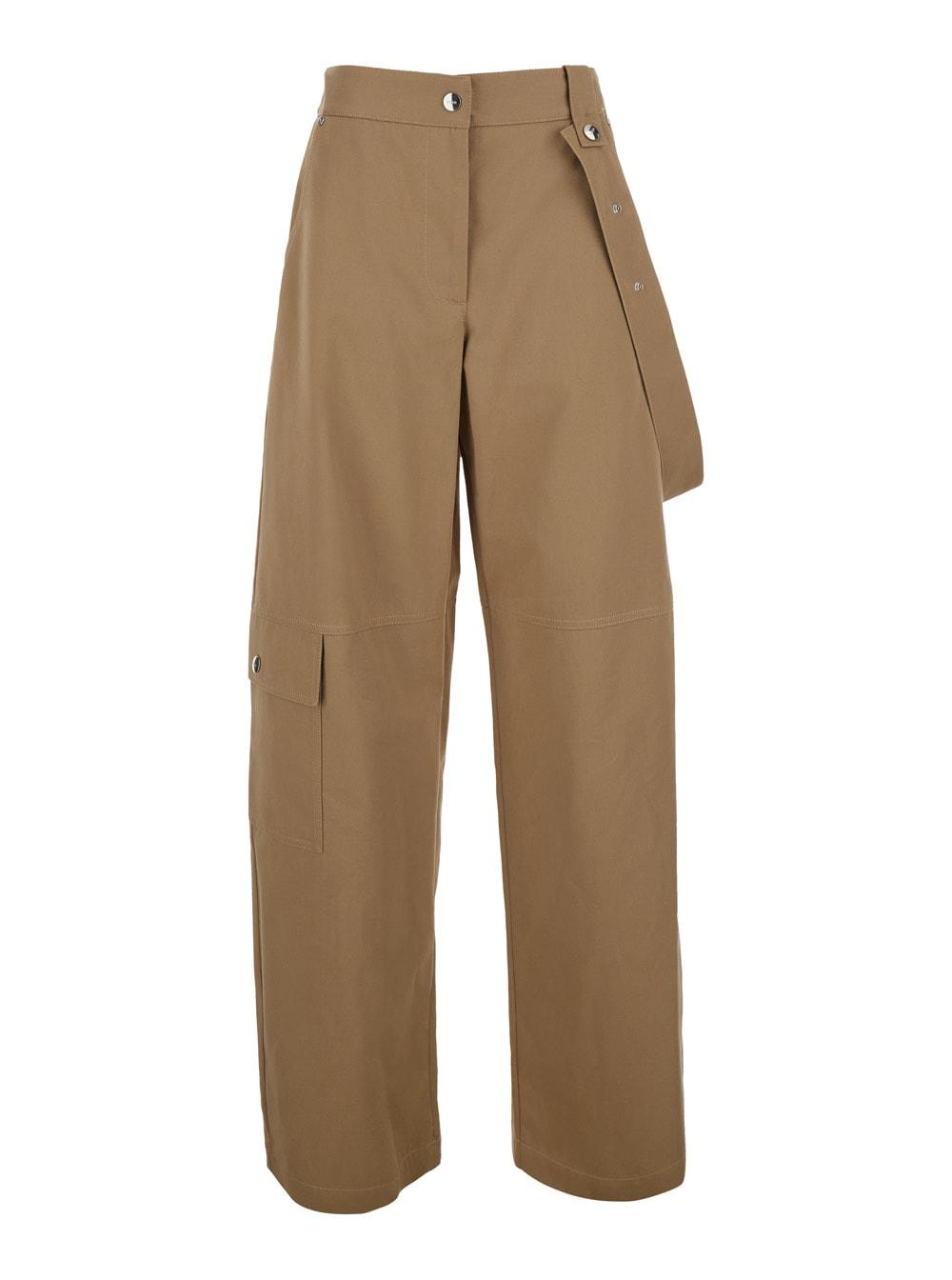 msgm pants - beige pants with elastic waist - cotton - men