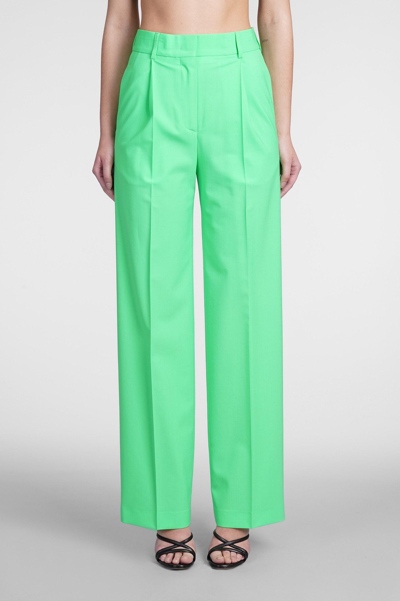 msgm pants in green wool