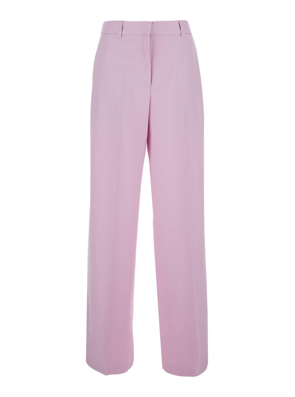 msgm pants pants pink with high waist and welt pockets in viscose men
