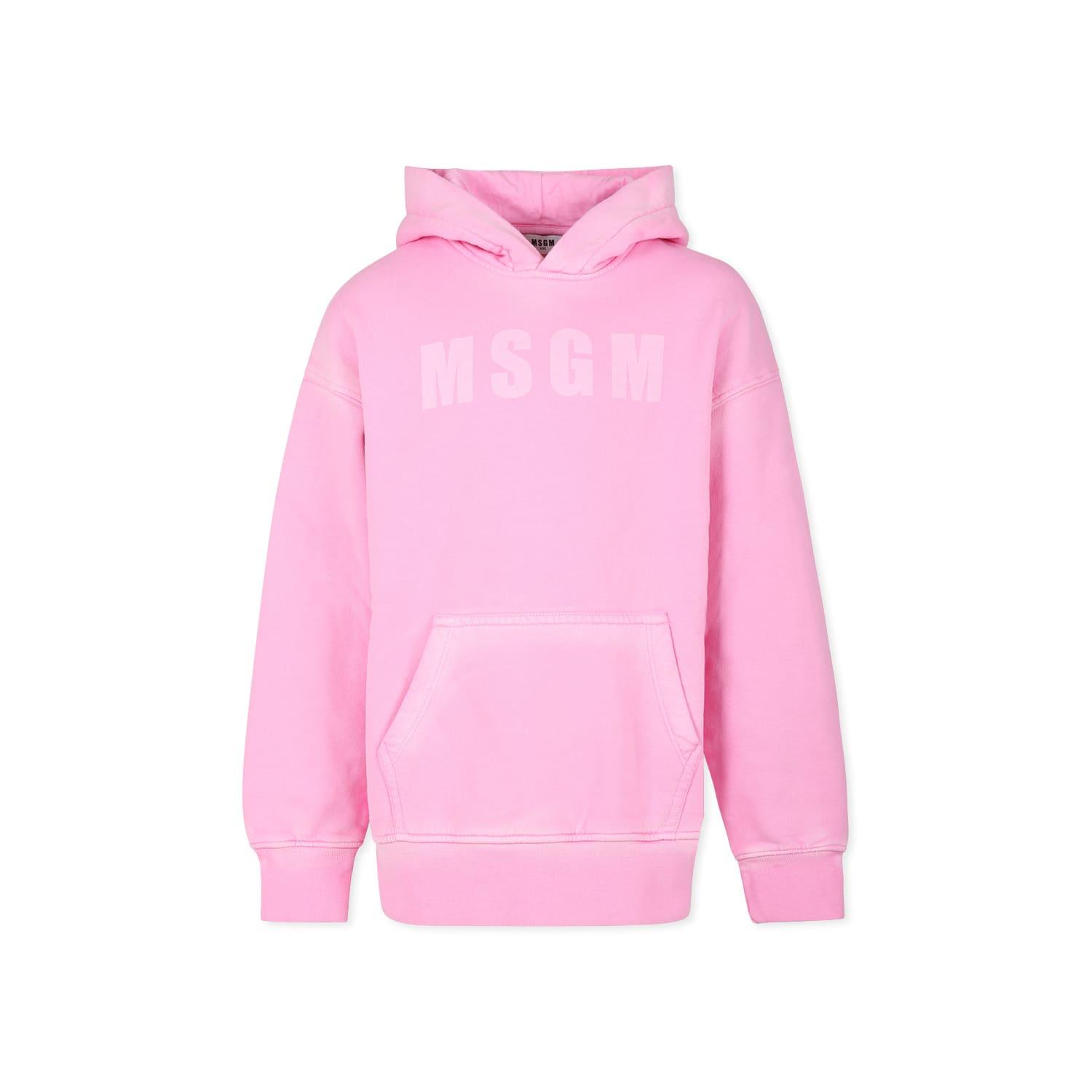 msgm pink dress for girl with logo