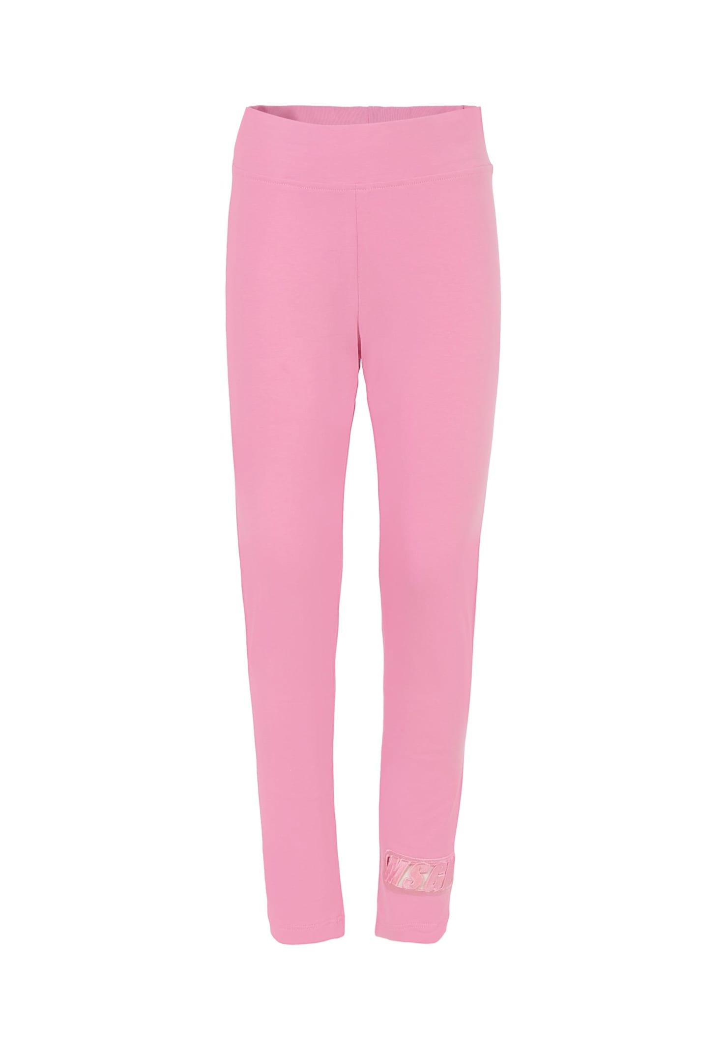 msgm pink leggings for girl with logo