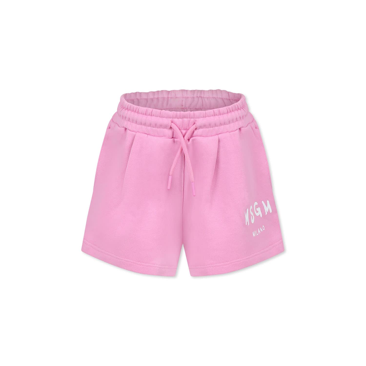 msgm pink shorts for girl with logo