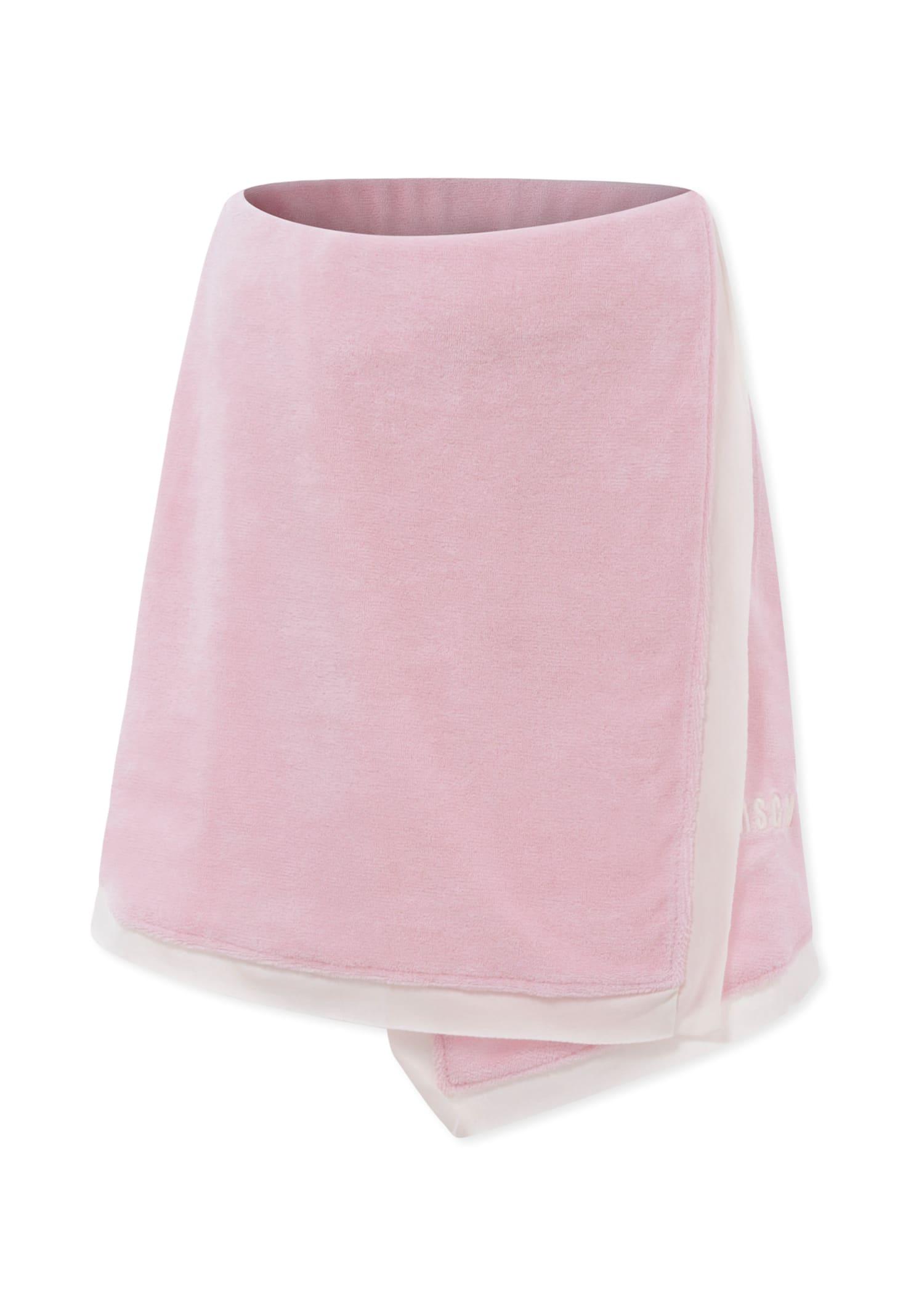 msgm pink skirt for girl with logo