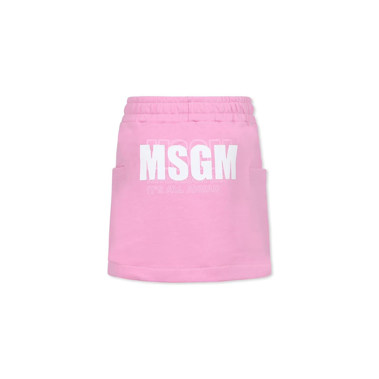 msgm pink skirt for girl with logo