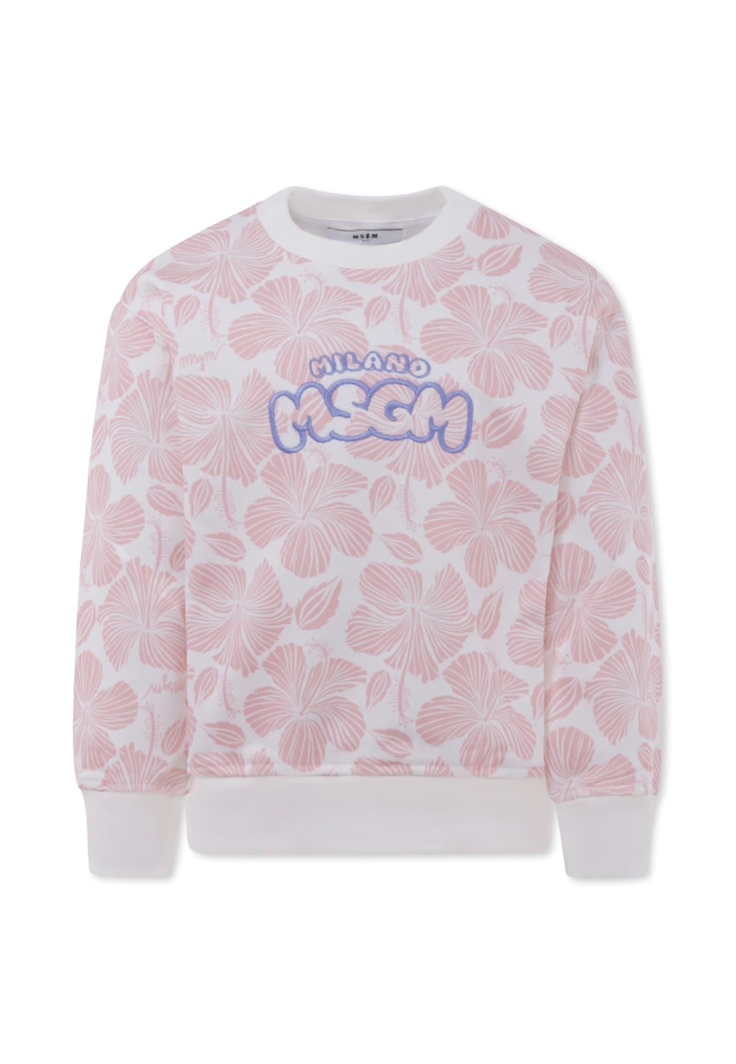 msgm pink sweatshirt for girl with logo