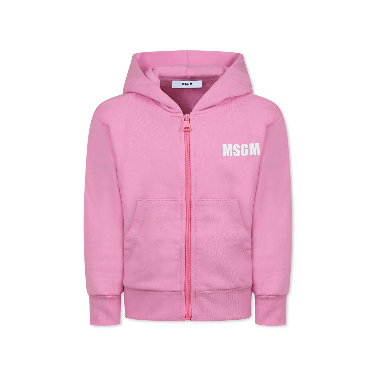 msgm pink sweatshirt for girl with logo